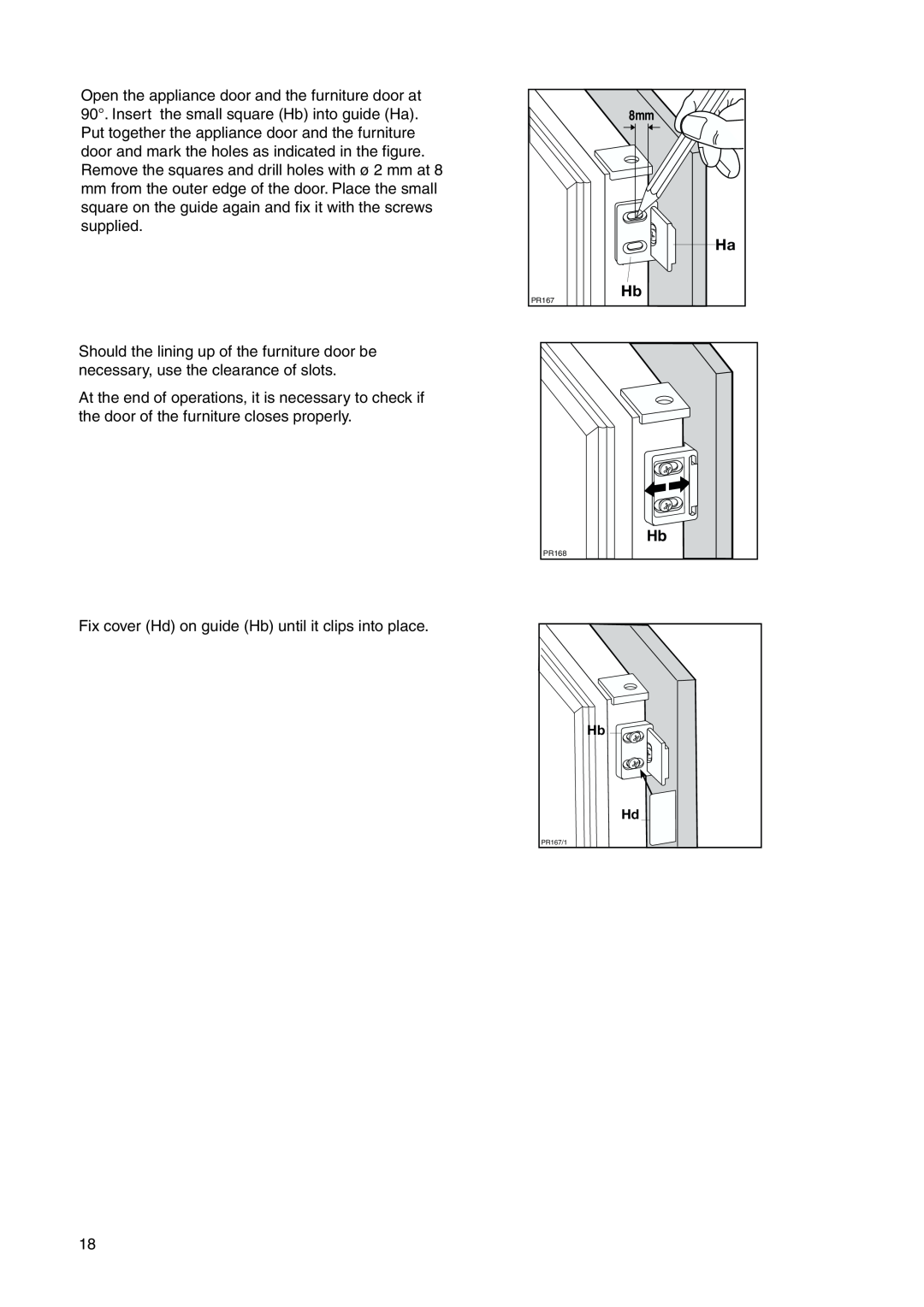 Electrolux EUF 23800 user manual Fix cover Hd on guide Hb until it clips into place 