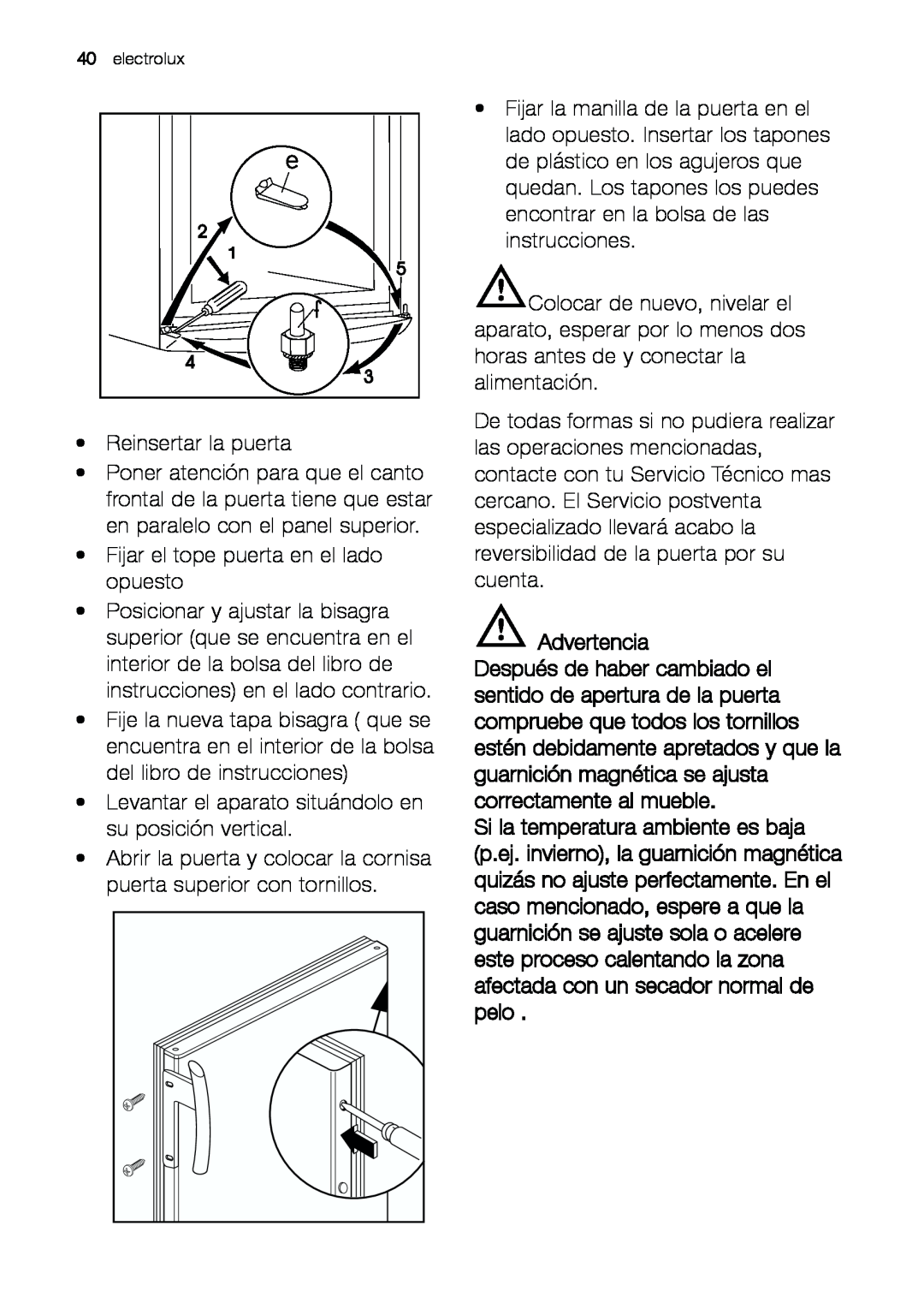Electrolux EUF 27391 X manual Advertencia 