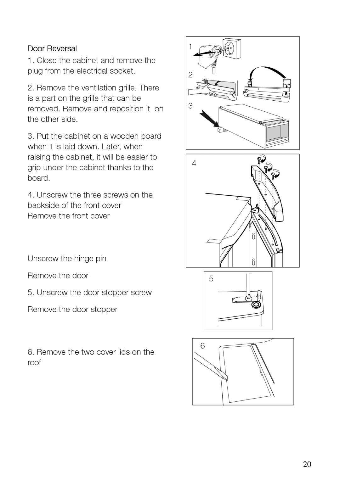 Electrolux EUF29400W, EUF29400X manual Door Reversal 