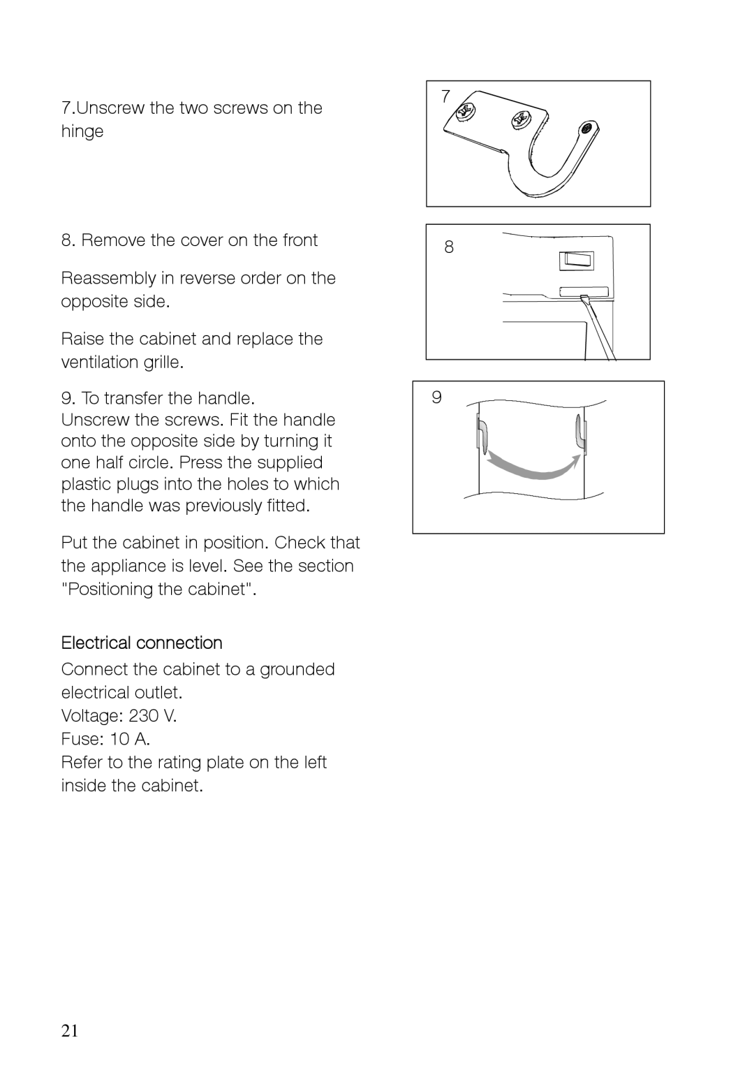 Electrolux EUF29400X, EUF29400W manual Electrical connection 