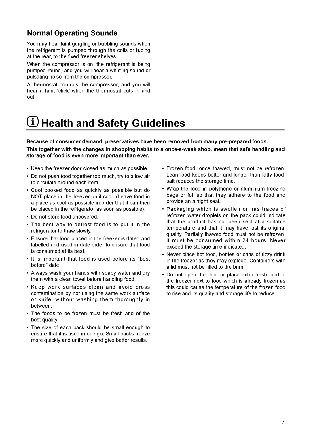 Electrolux EUN 12300 manual Health and Safety Guidelines, Normal Operating Sounds 