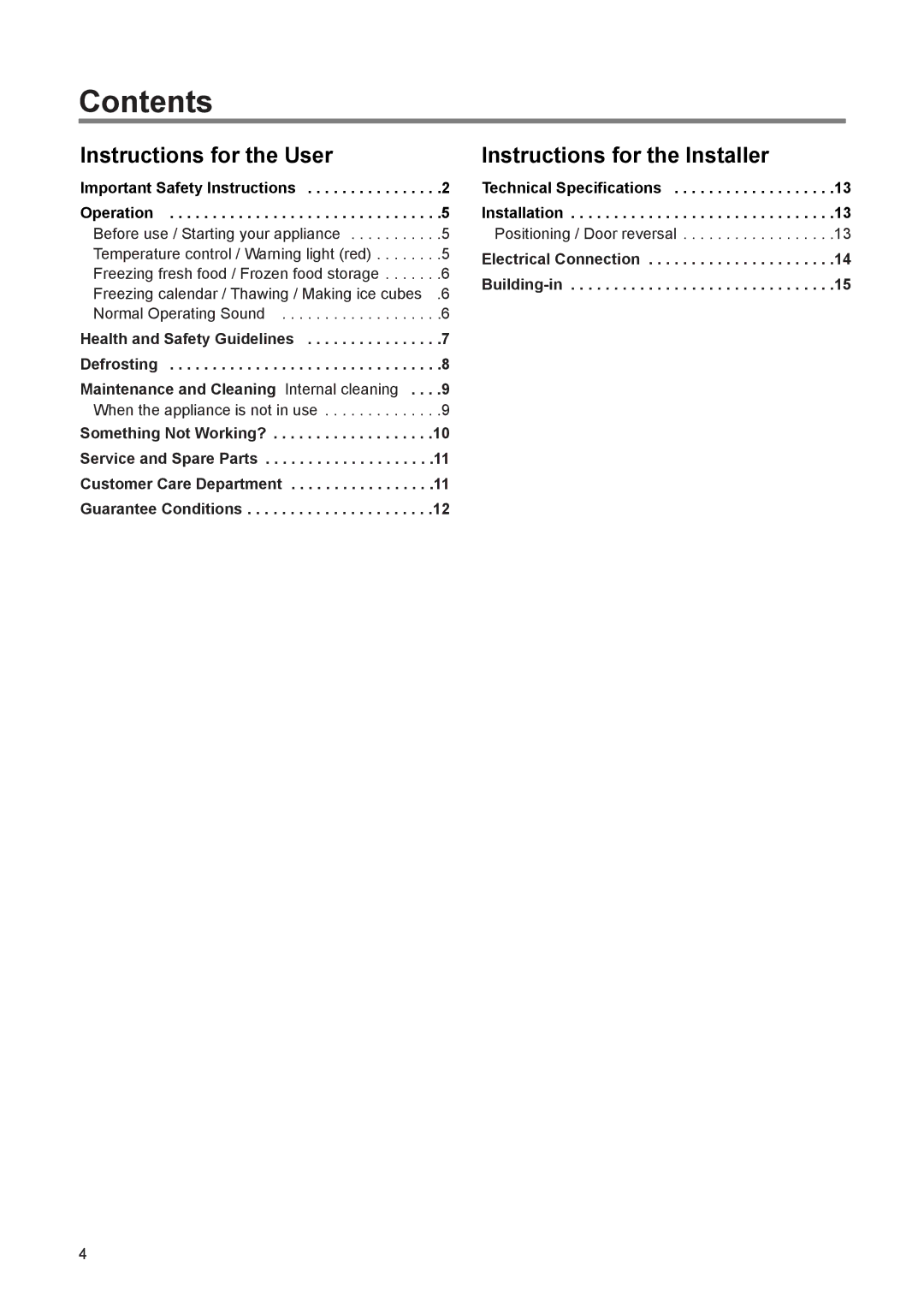 Electrolux EUN 1272 manual Contents 