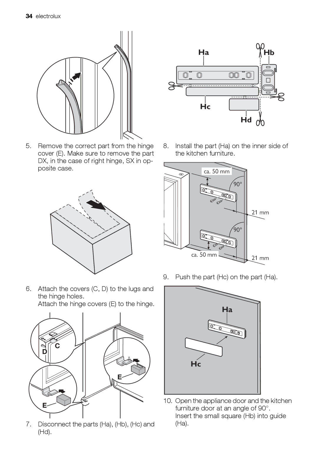 Electrolux EUN12510 user manual Insert the small square Hb into guide Ha 