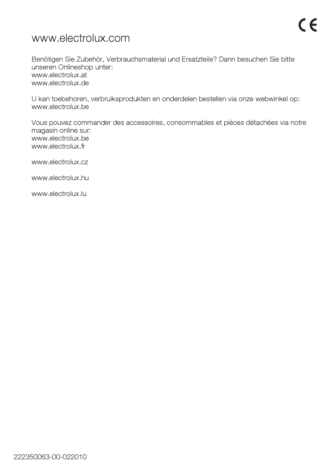 Electrolux EUN12510 user manual 