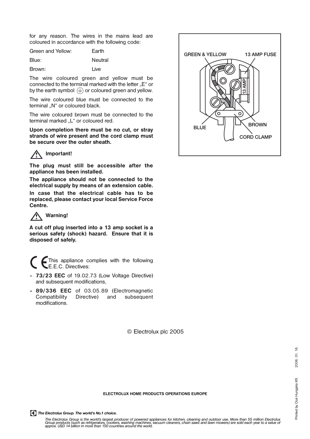 Electrolux EUT 1245 manual Electrolux plc 