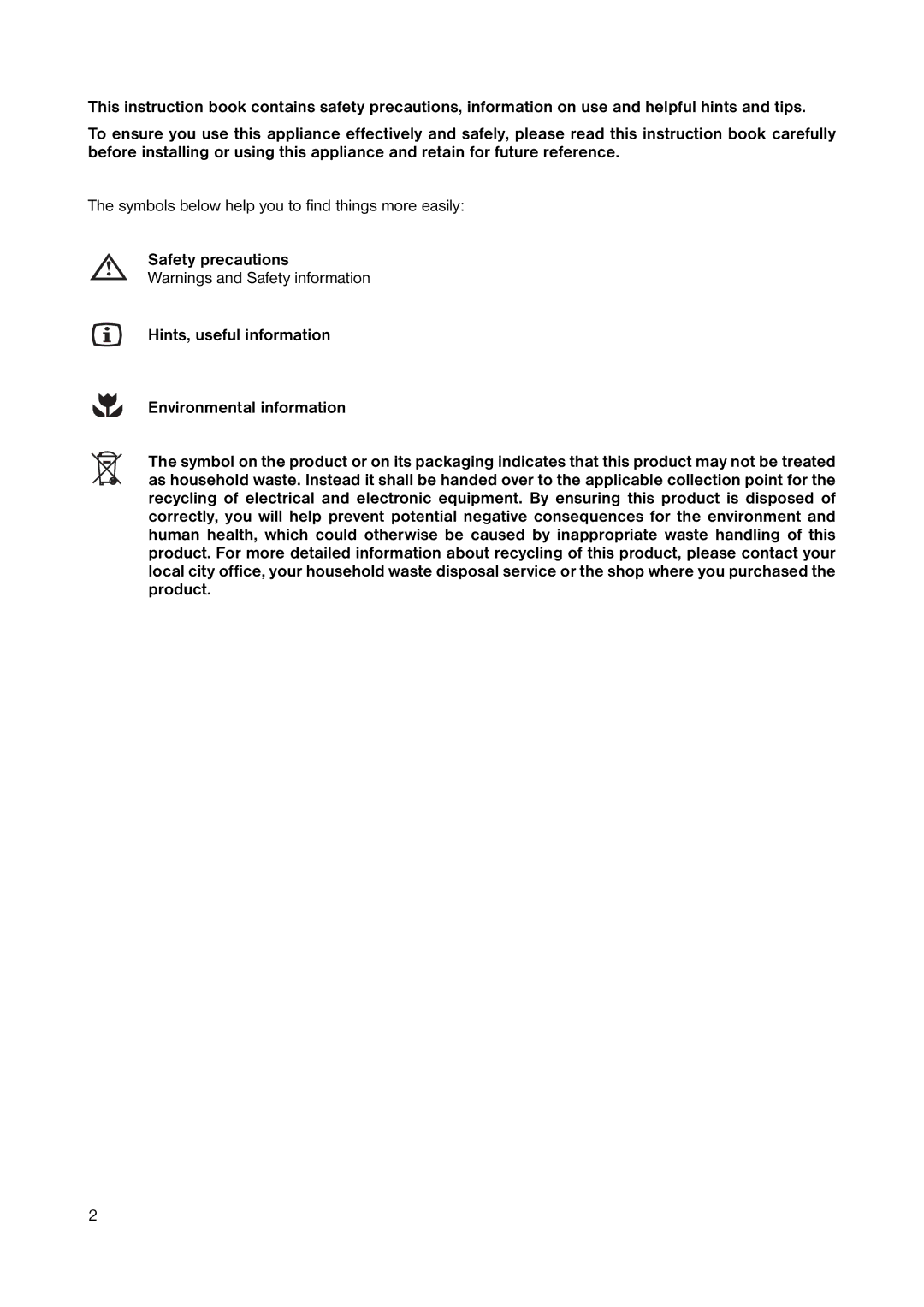 Electrolux EUT 1245 manual Symbols below help you to find things more easily 