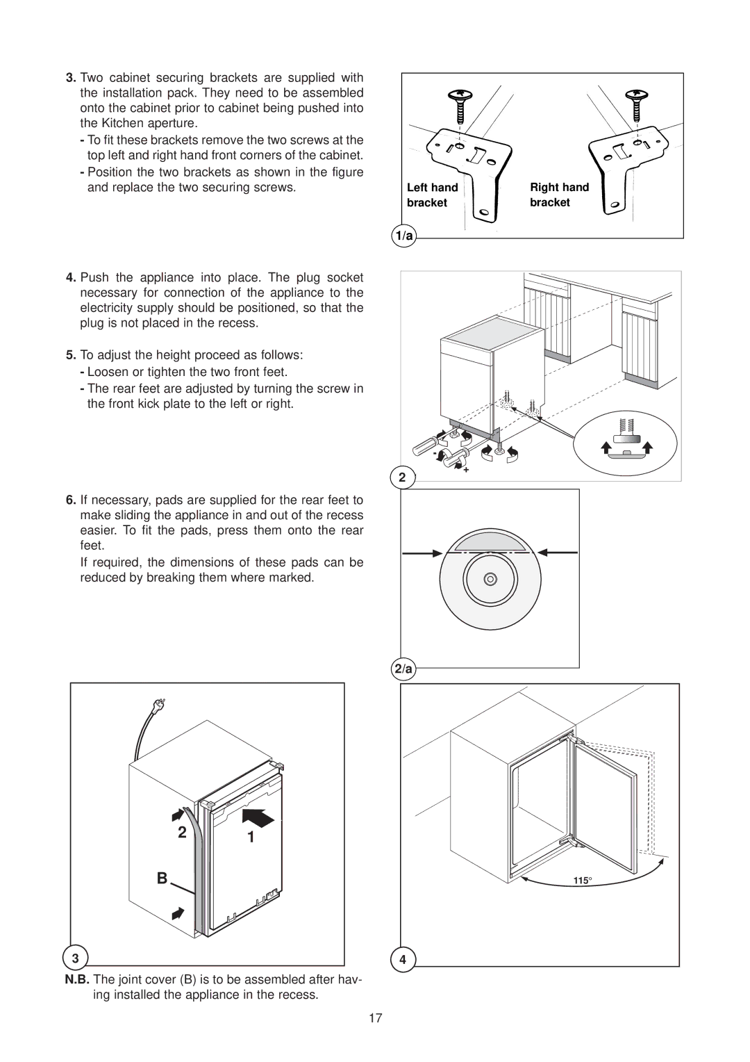 Electrolux EUU 6174, EUU 1172 manual Left hand Right hand Bracket 