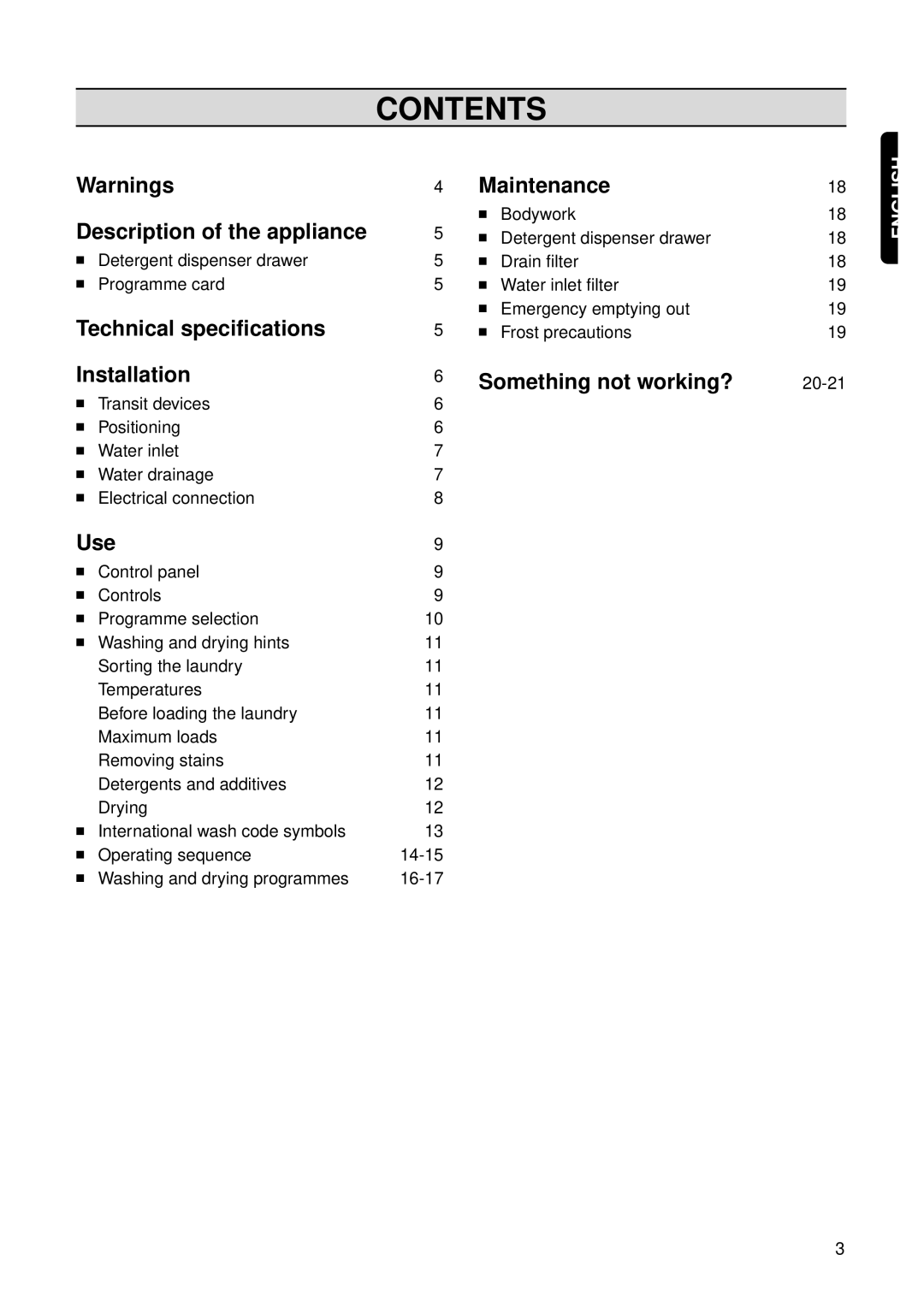 Electrolux EW 1062 W manual Contents 