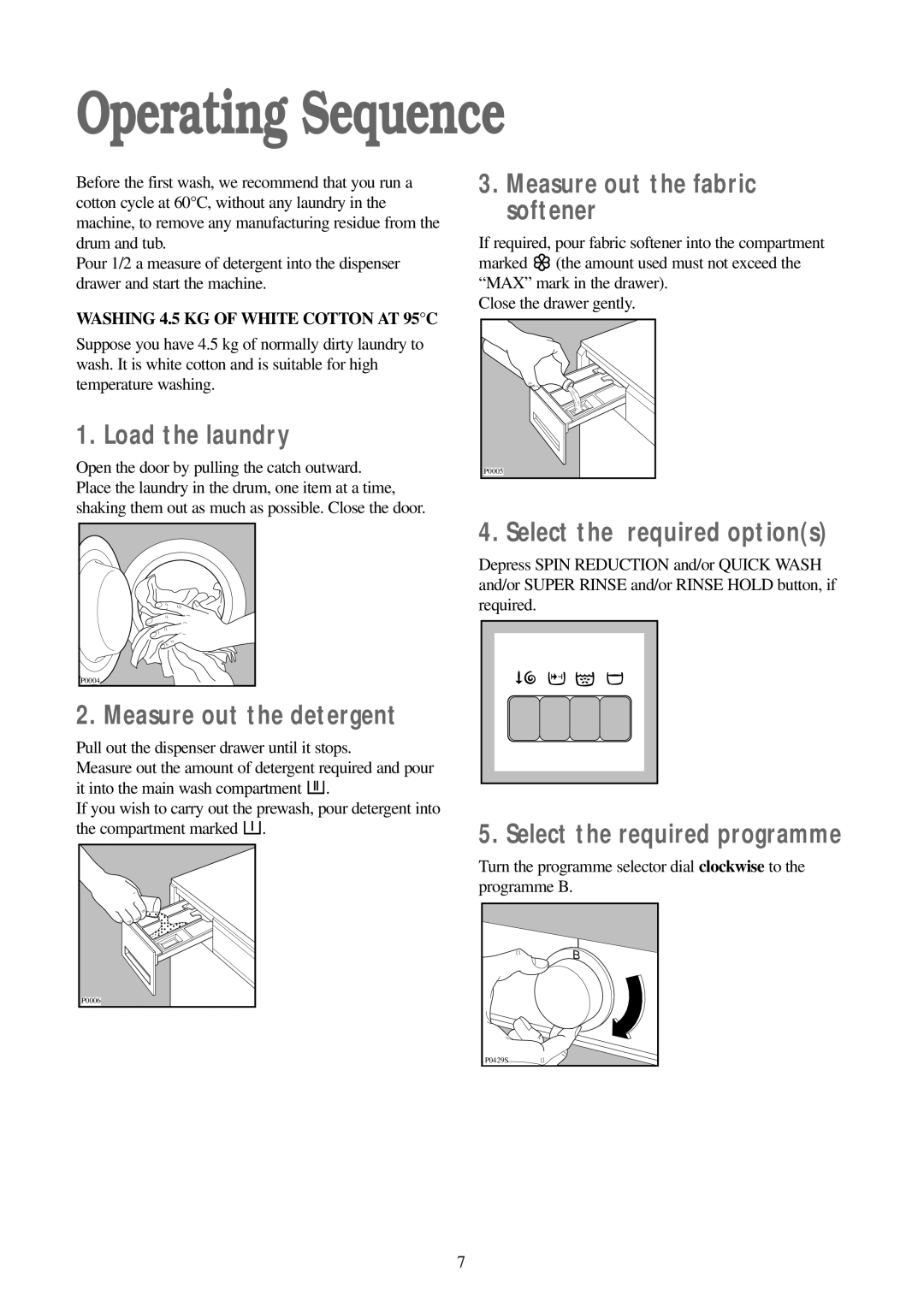 Electrolux EW 1200 i manual Operating Sequence 