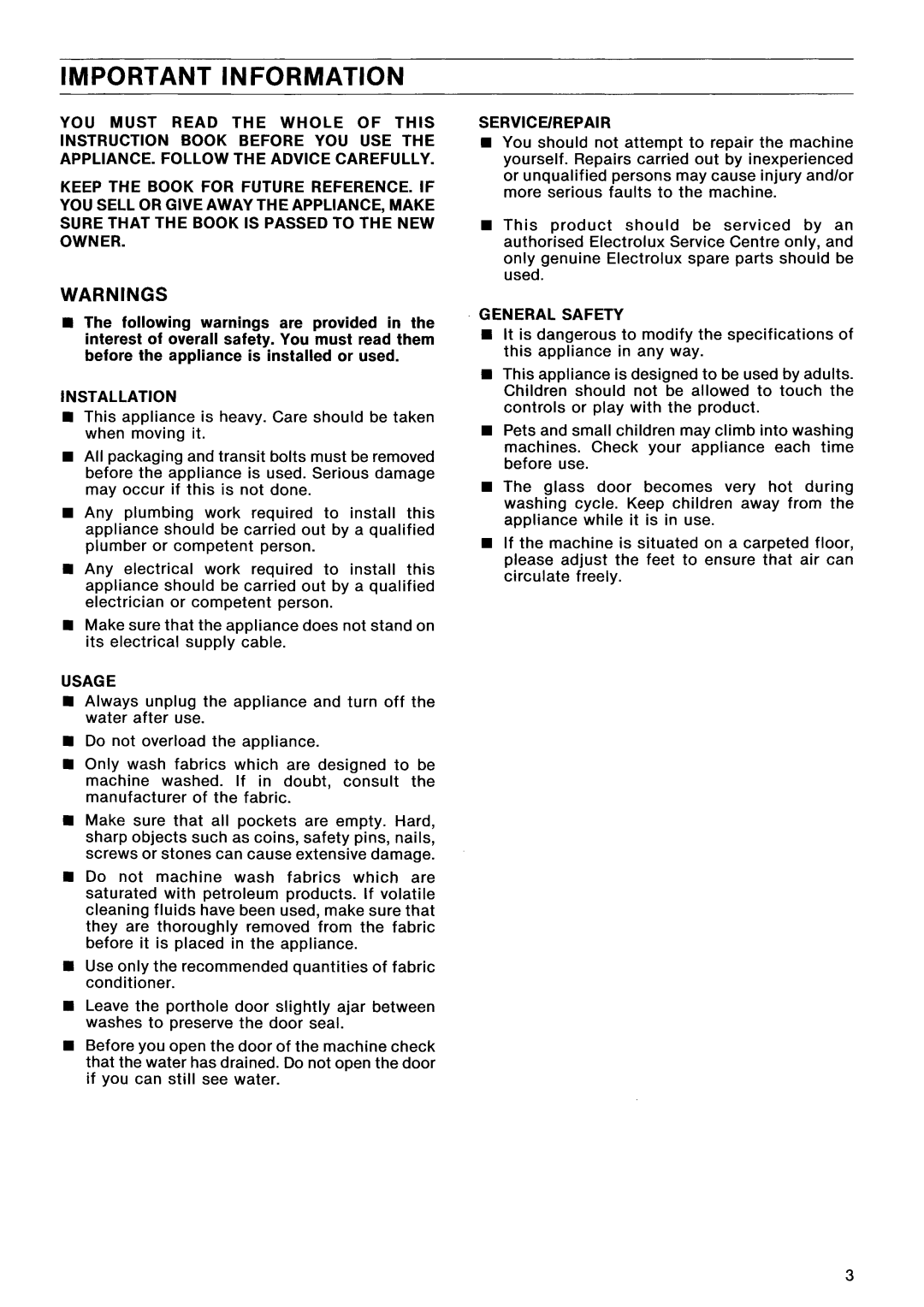 Electrolux EW 1230F manual 