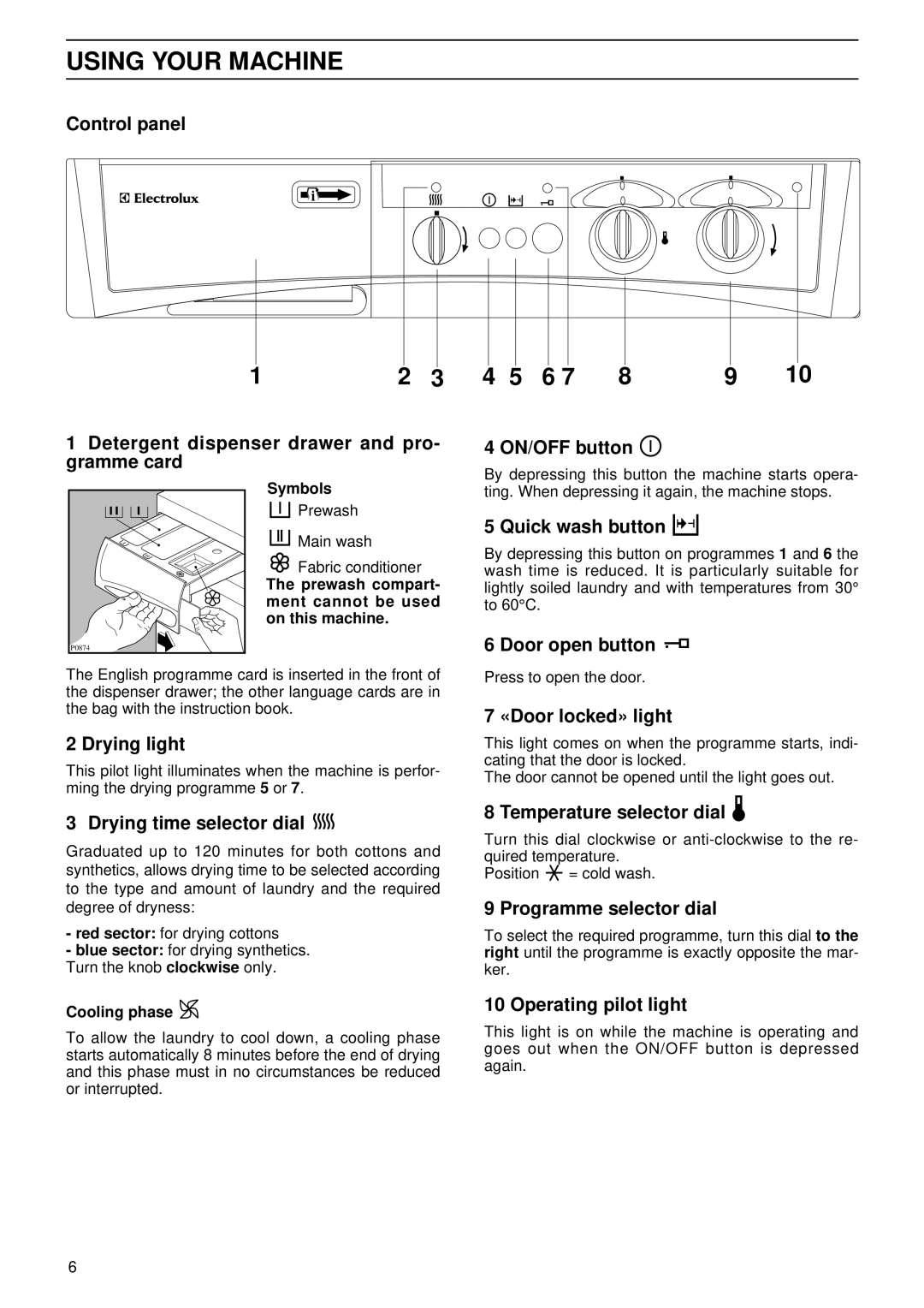 Electrolux EW 1262 W instruction manual Using Your Machine 