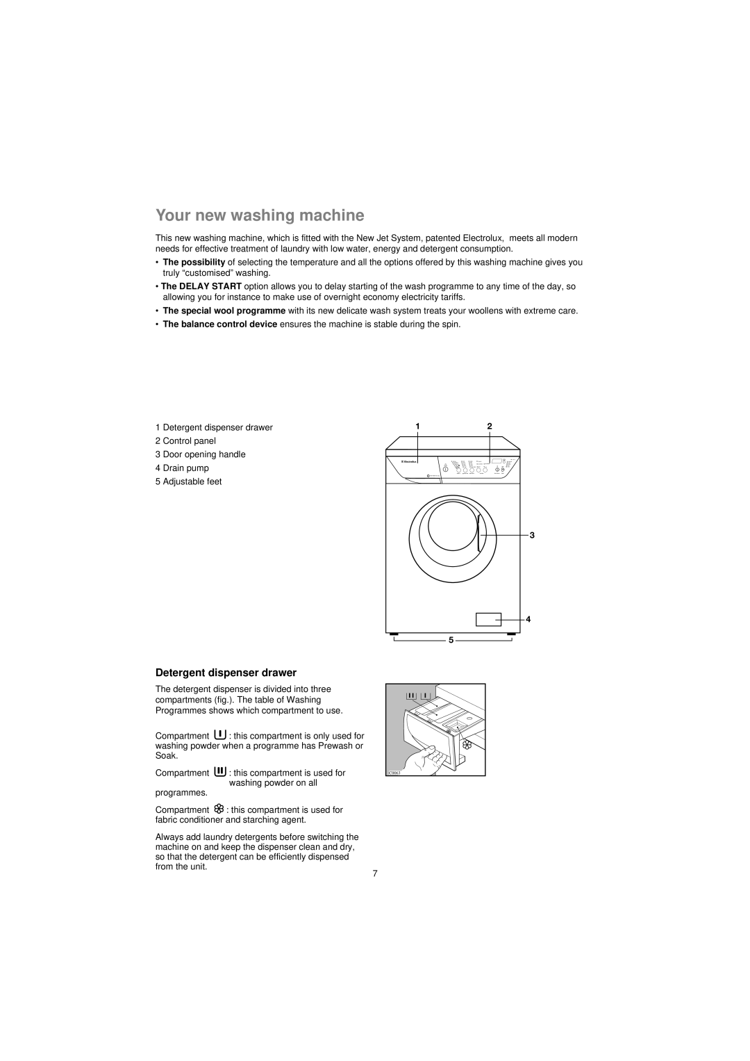 Electrolux EW 1280F manual Your new washing machine, Detergent dispenser drawer 