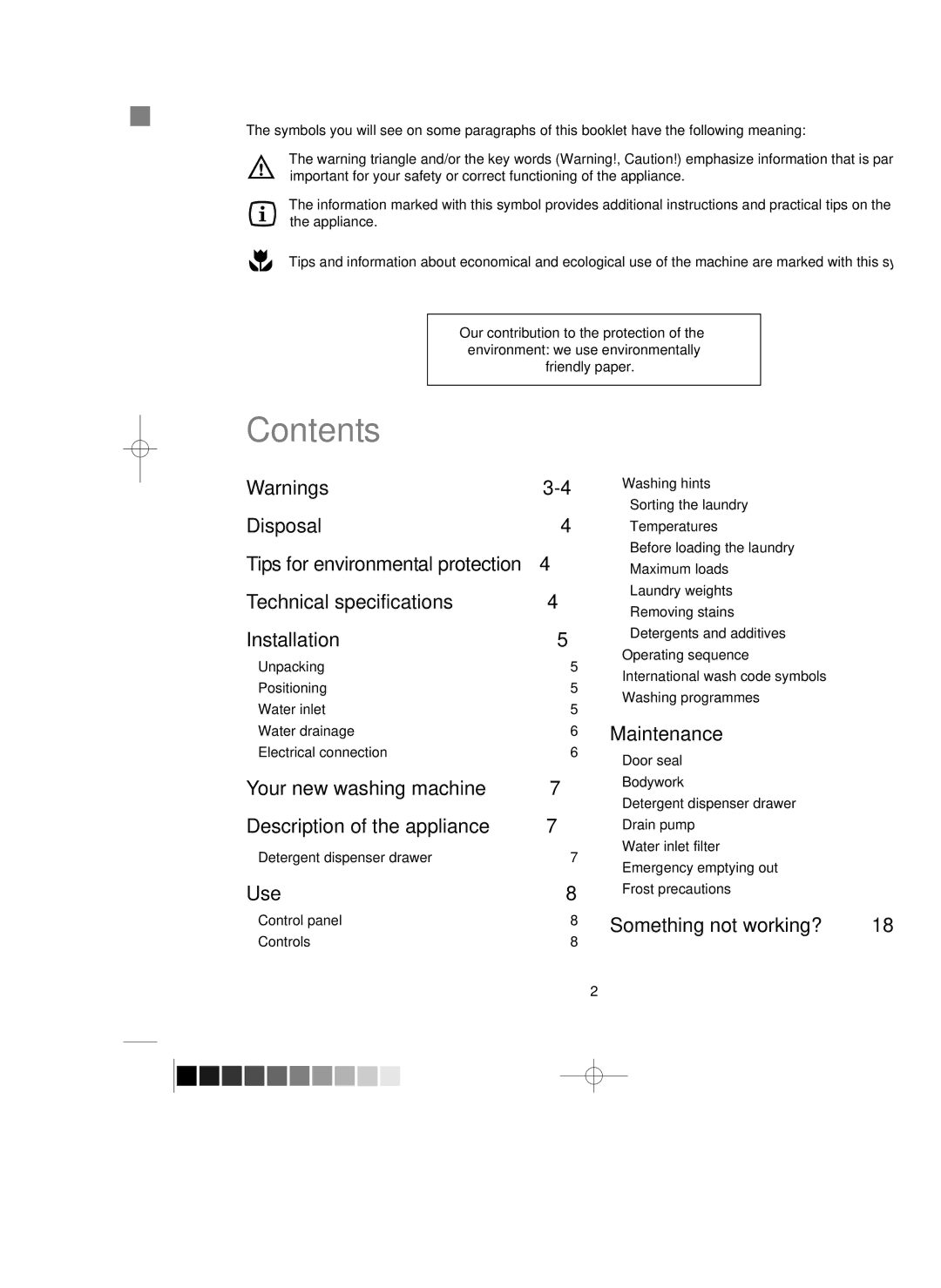 Electrolux EW 560 F manual Contents 