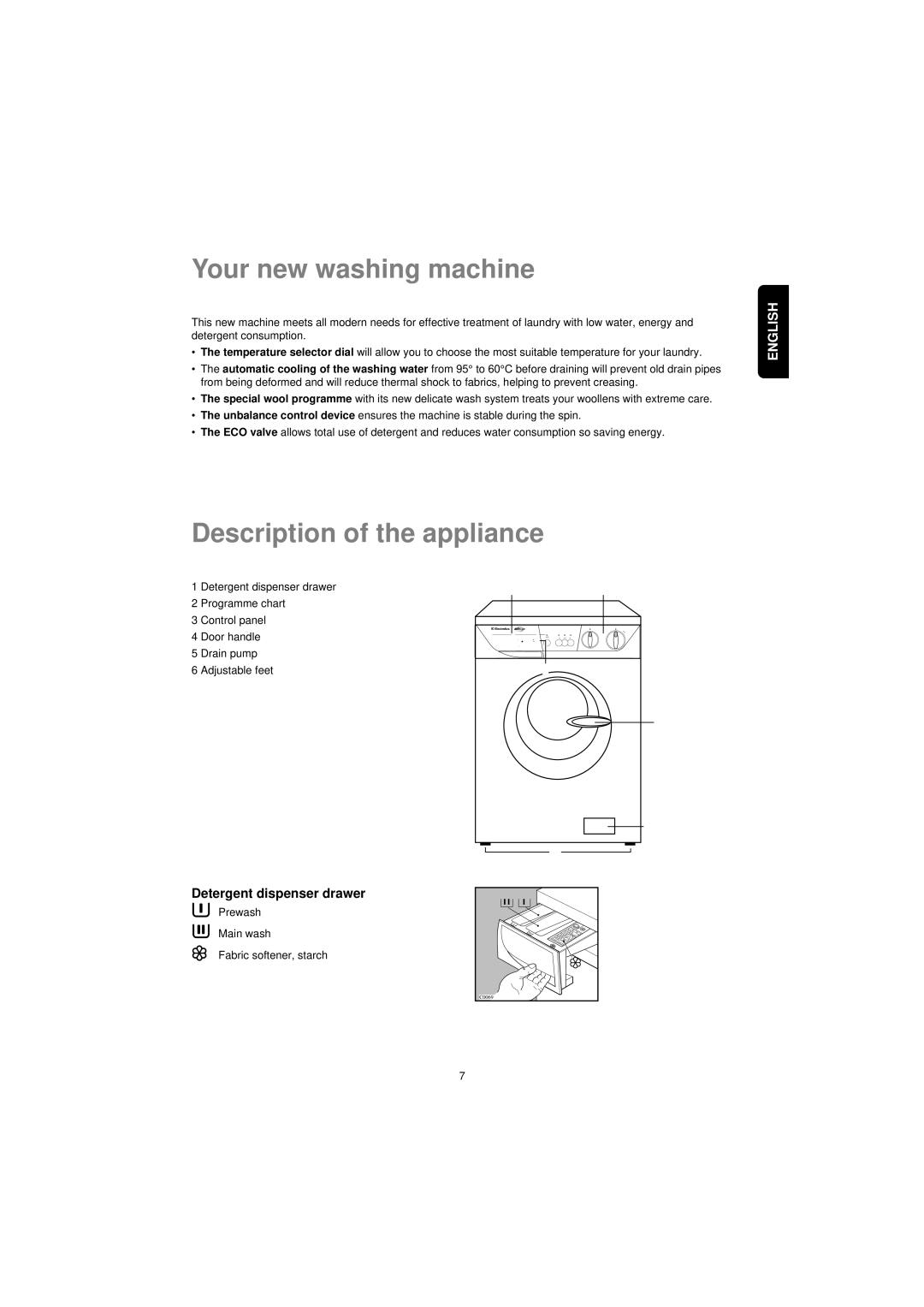 Electrolux EW 560 F manual Your new washing machine, Description of the appliance 