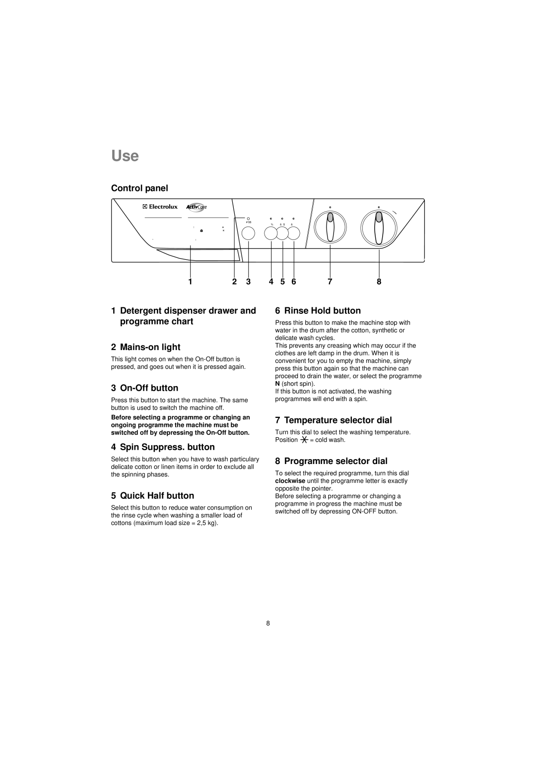 Electrolux EW 560 F manual Use 