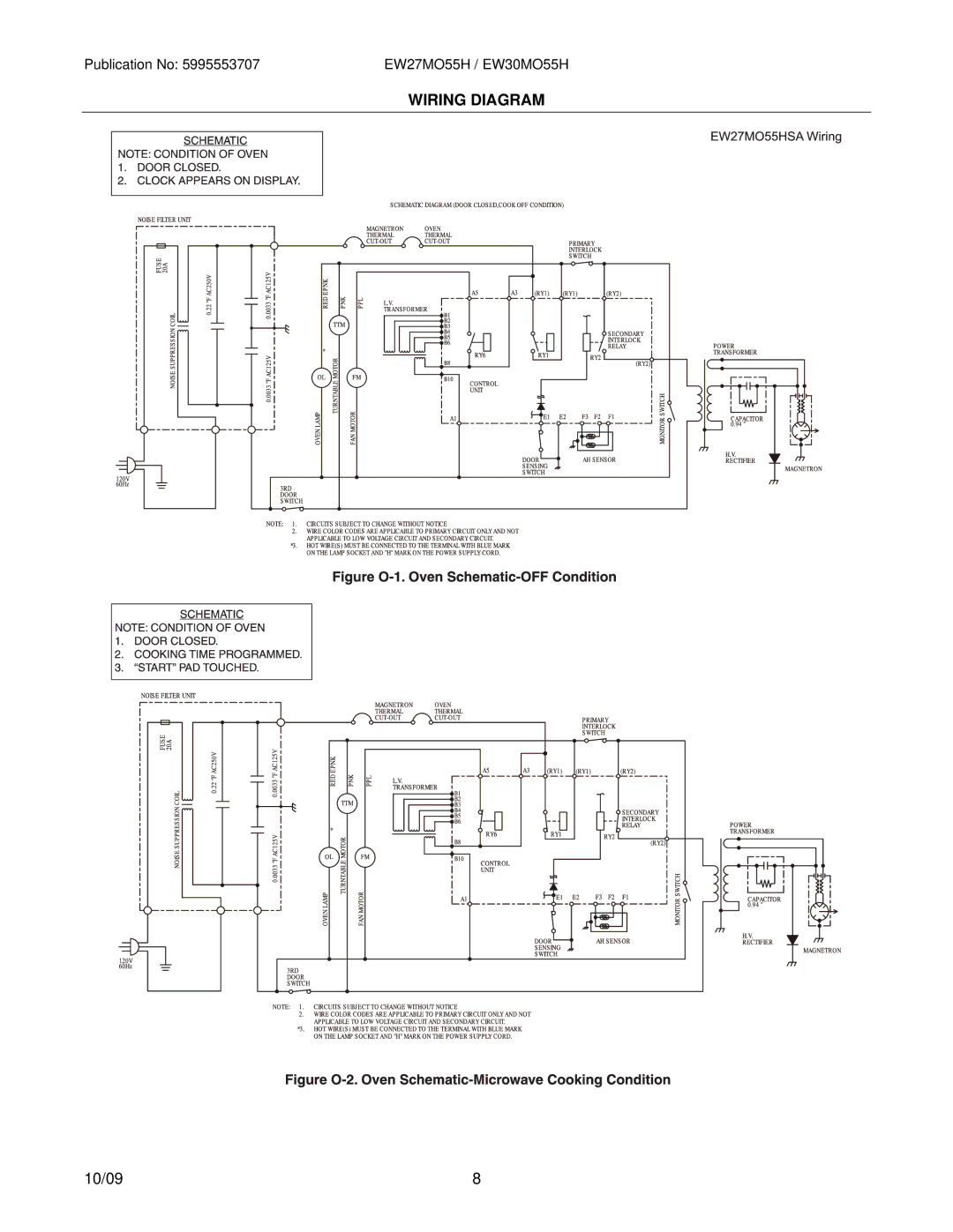 Electrolux EW27MO55HSA, EW30MO55HSA installation instructions Wiring Diagram 