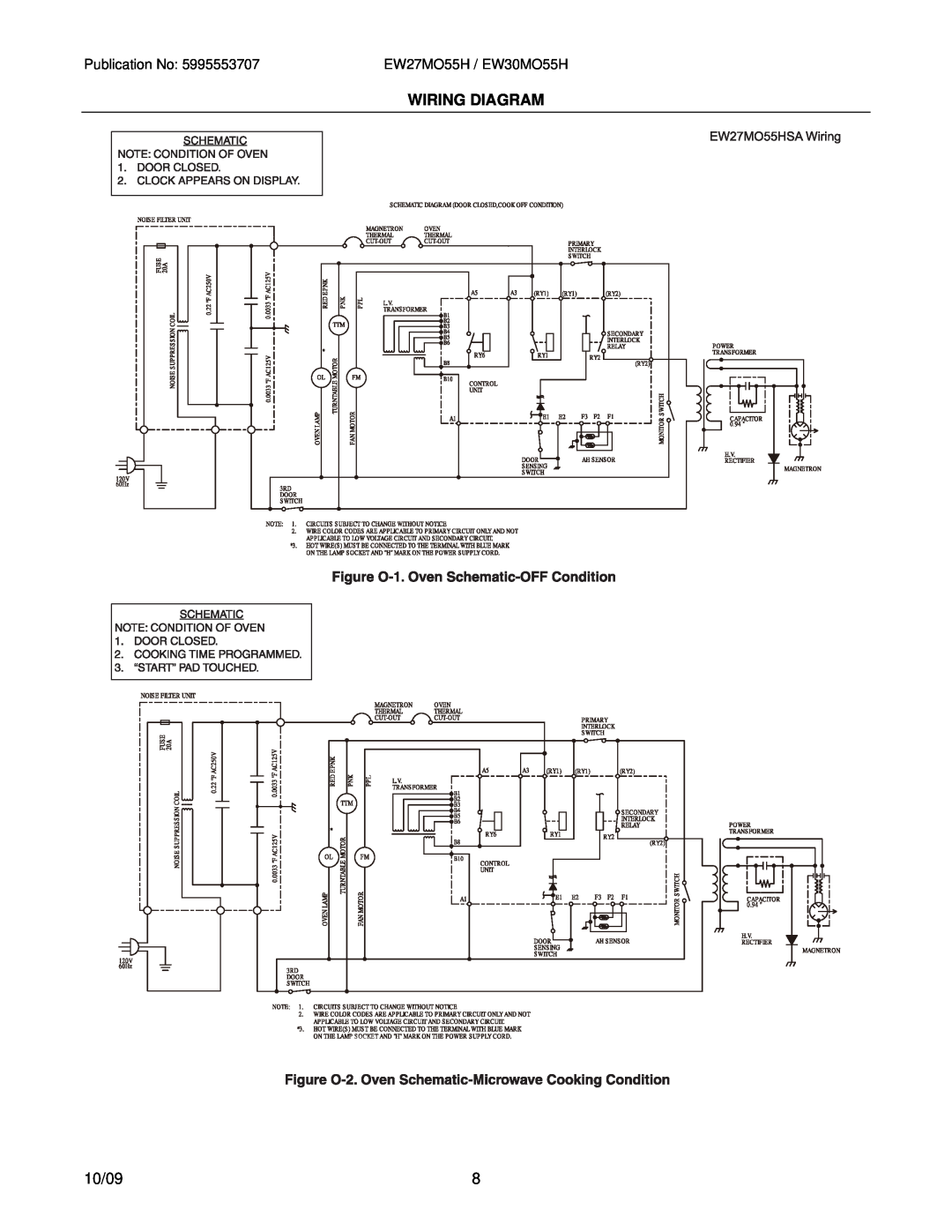 Electrolux EW27MO55HSA, EW30MO55HSA installation instructions Wiring Diagram, 10/09 