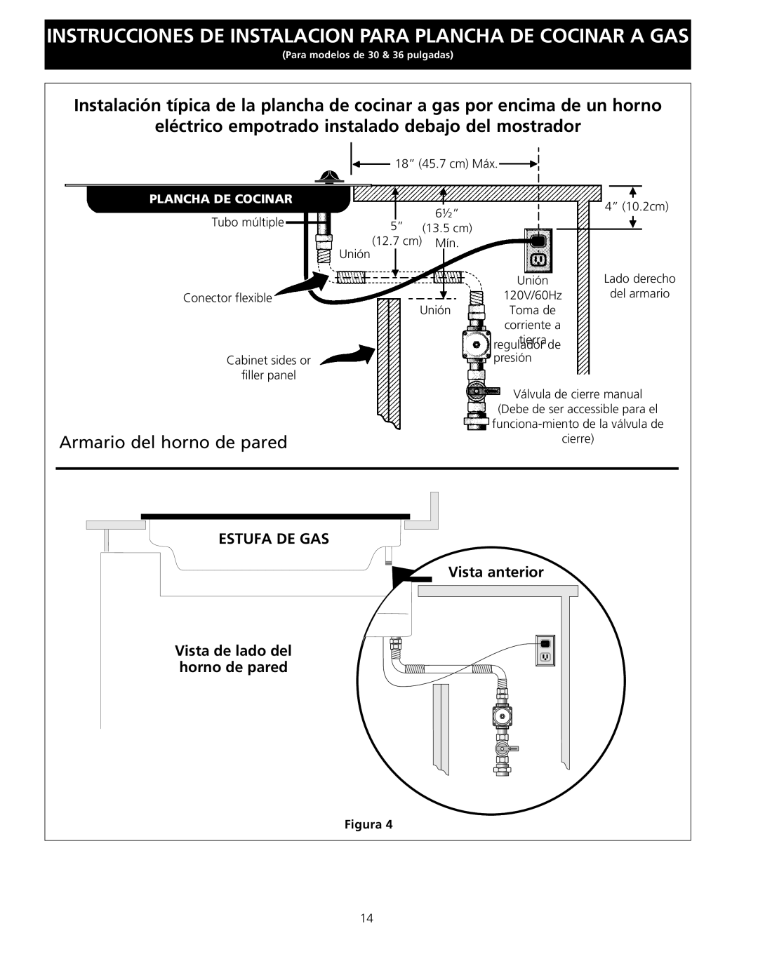 Electrolux EW30GC55G installation instructions Vista anterior, Vista de lado del, Horno de pared 