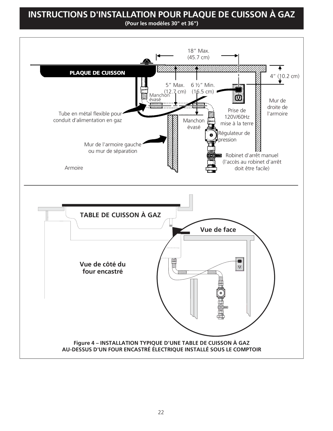 Electrolux EW30GC55G installation instructions VueFrontde faceview, Vue de côté du, Four encastré 