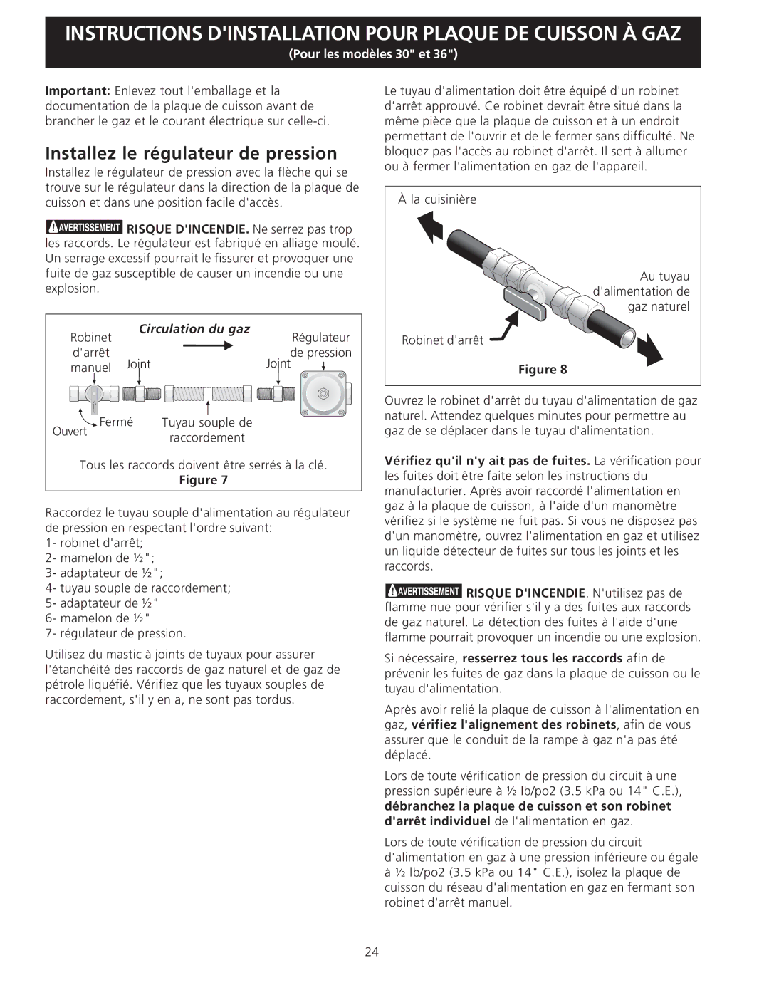 Electrolux EW30GC55G installation instructions Installez le régulateur de pression 