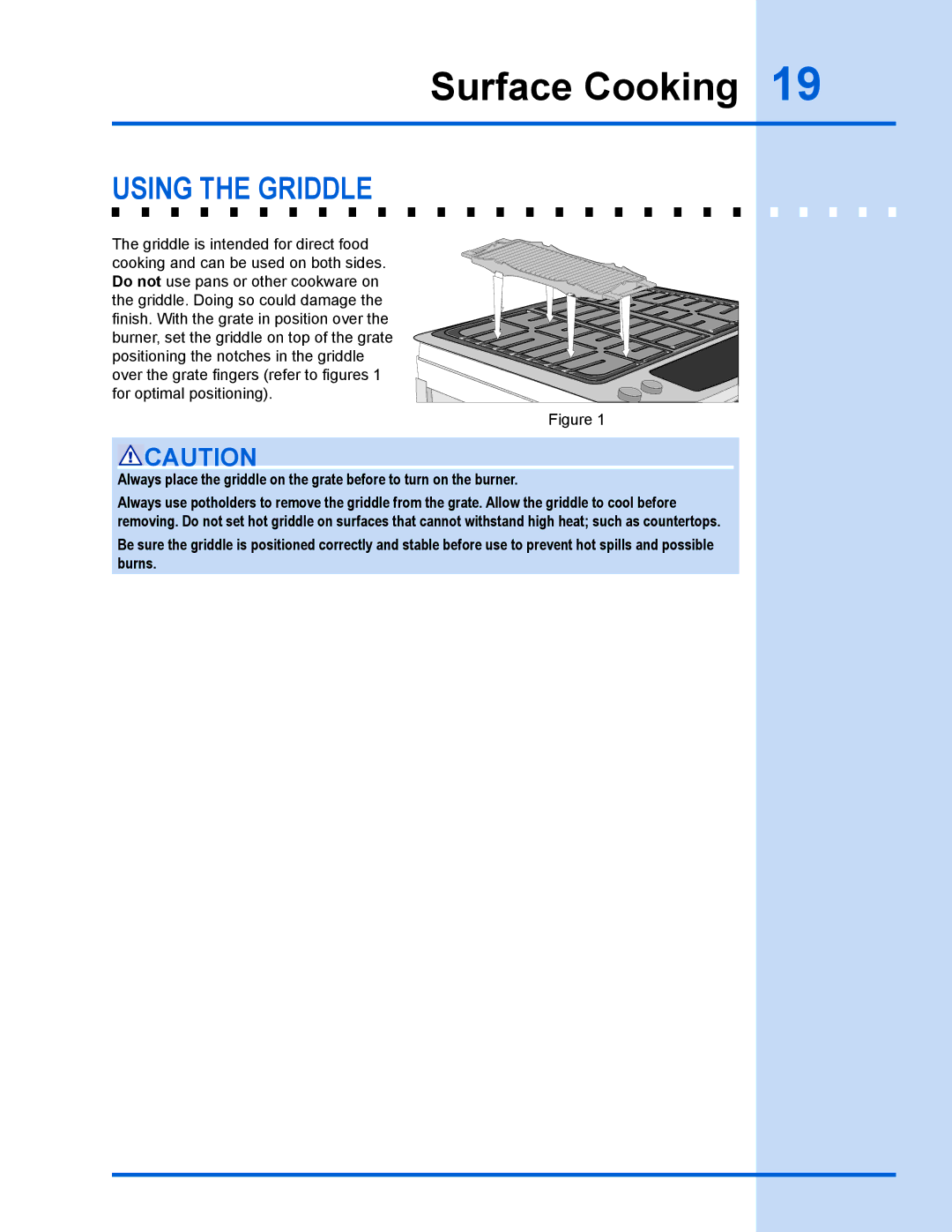 Electrolux EW30GS65GS manual Using the griddle 