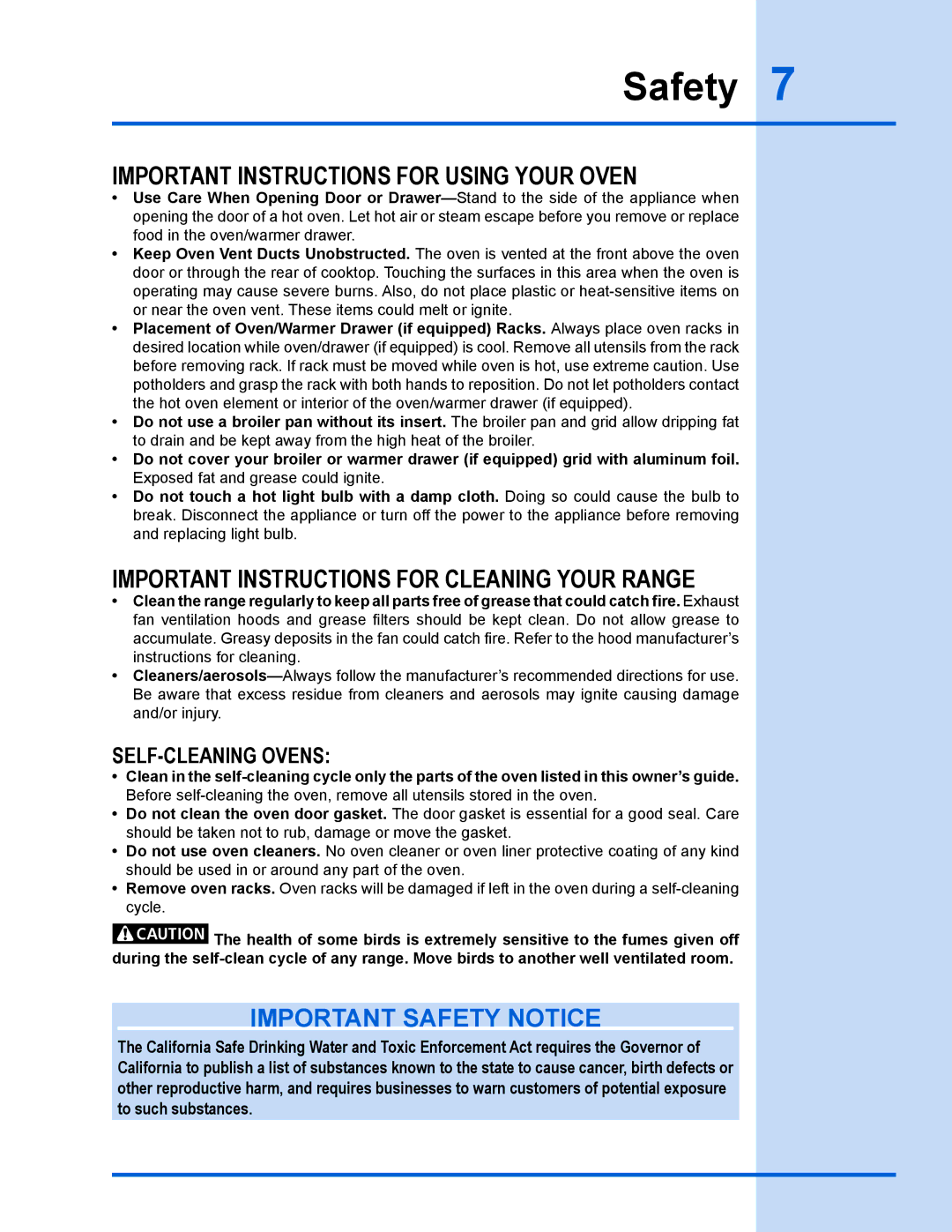 Electrolux EW30GS65GS manual Important Instructions for Using Your Oven 