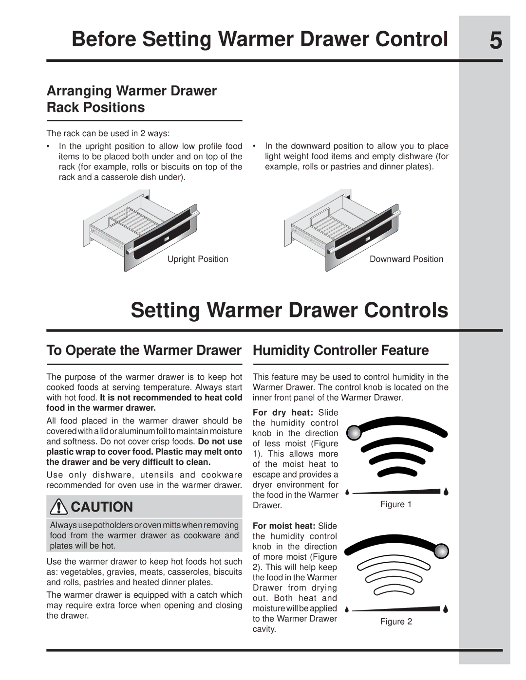 Electrolux EW30WD55QS manual Before Setting Warmer Drawer Control, Setting Warmer Drawer Controls 