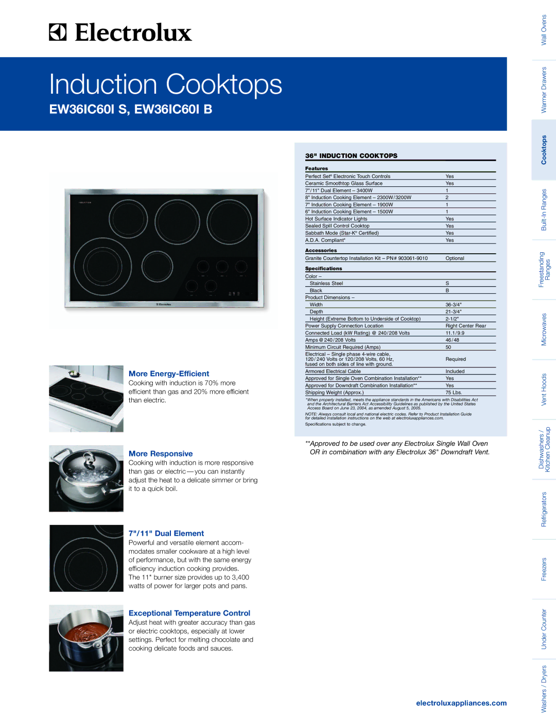 Electrolux EW36IC60I S specifications More Energy-Efficient, More Responsive, Dual Element, Electroluxappliances.com 