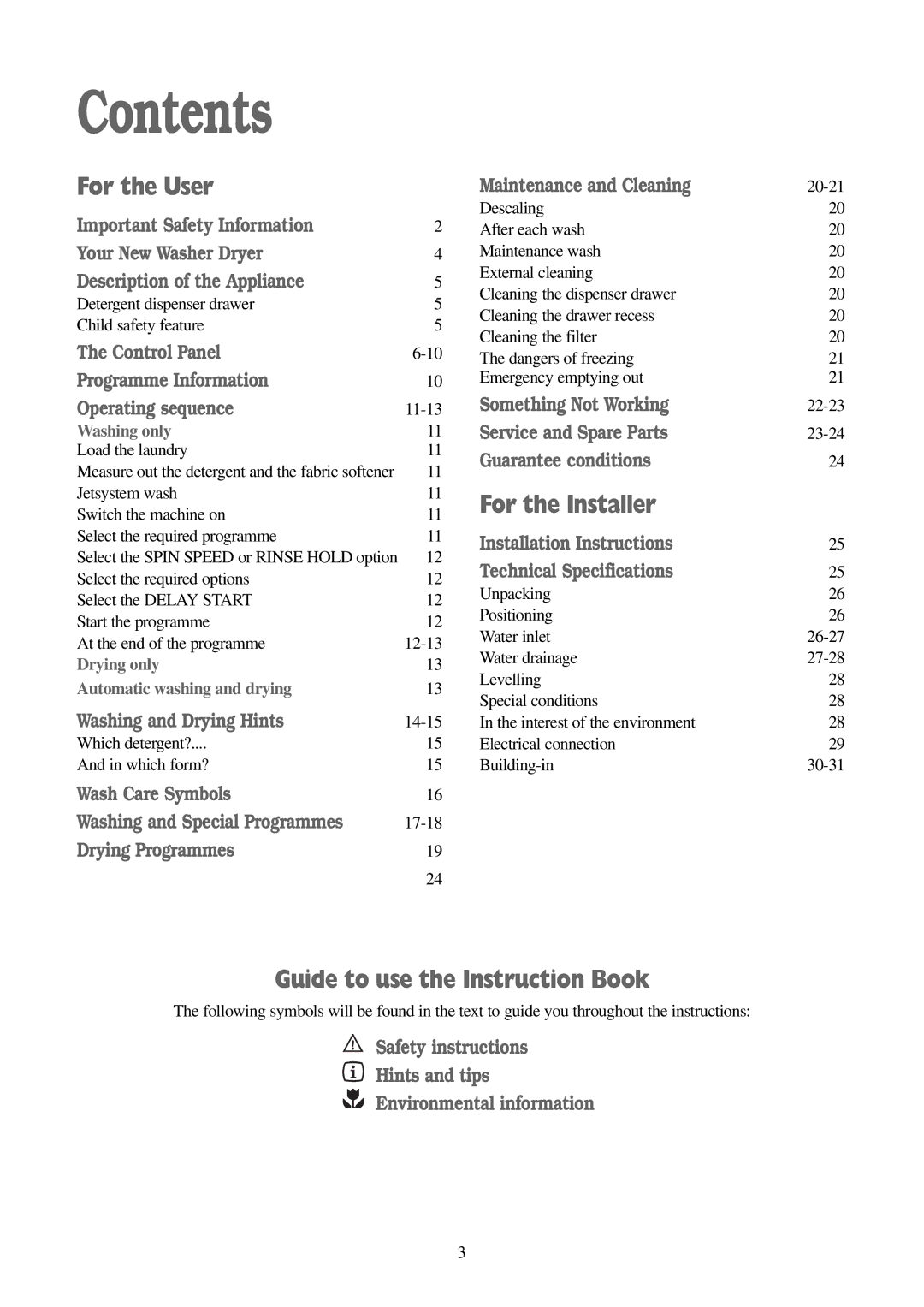 Electrolux EWD 1419 I manual Contents 