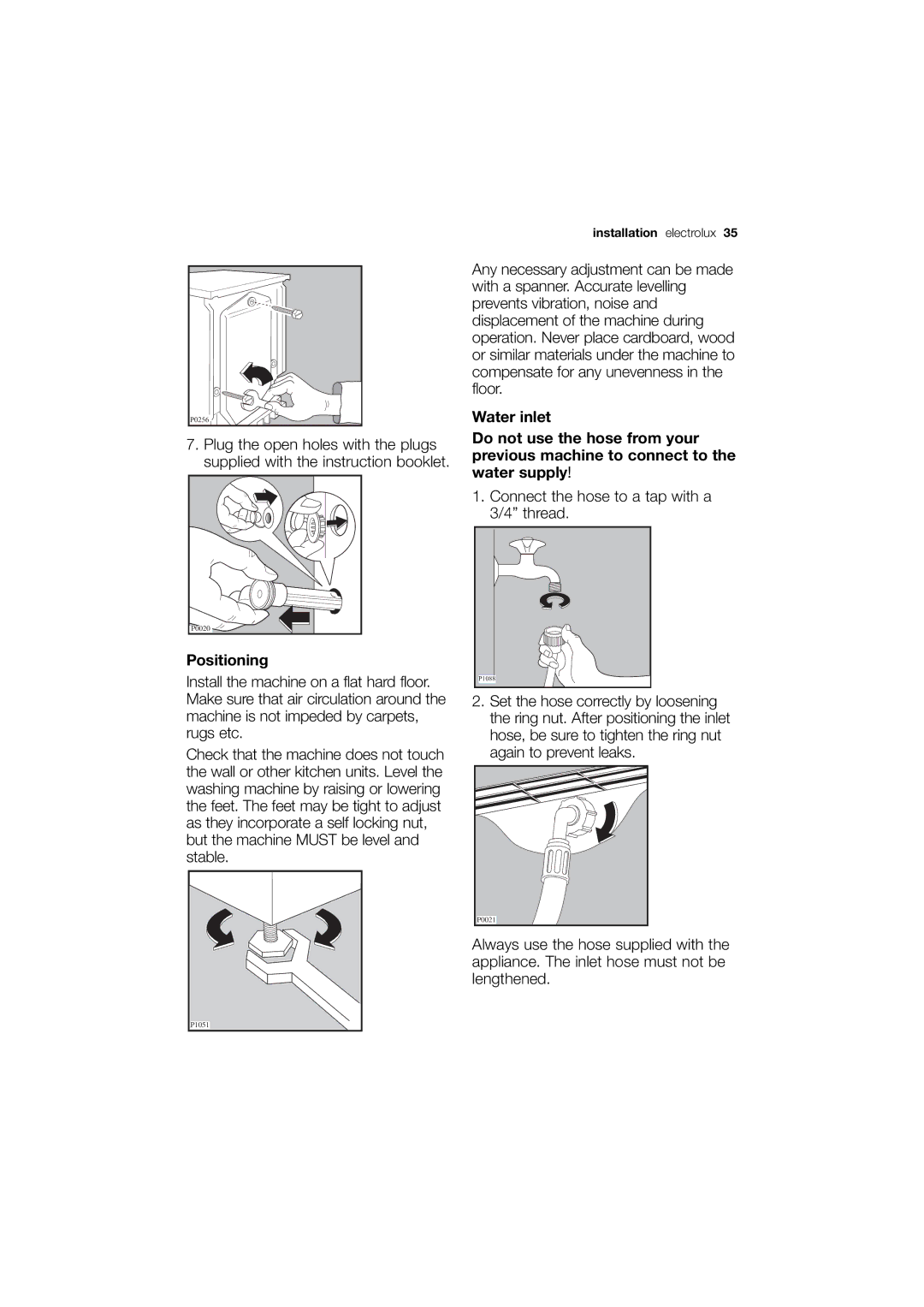 Electrolux EWG 14740 W user manual Connect the hose to a tap with a 3/4 thread 