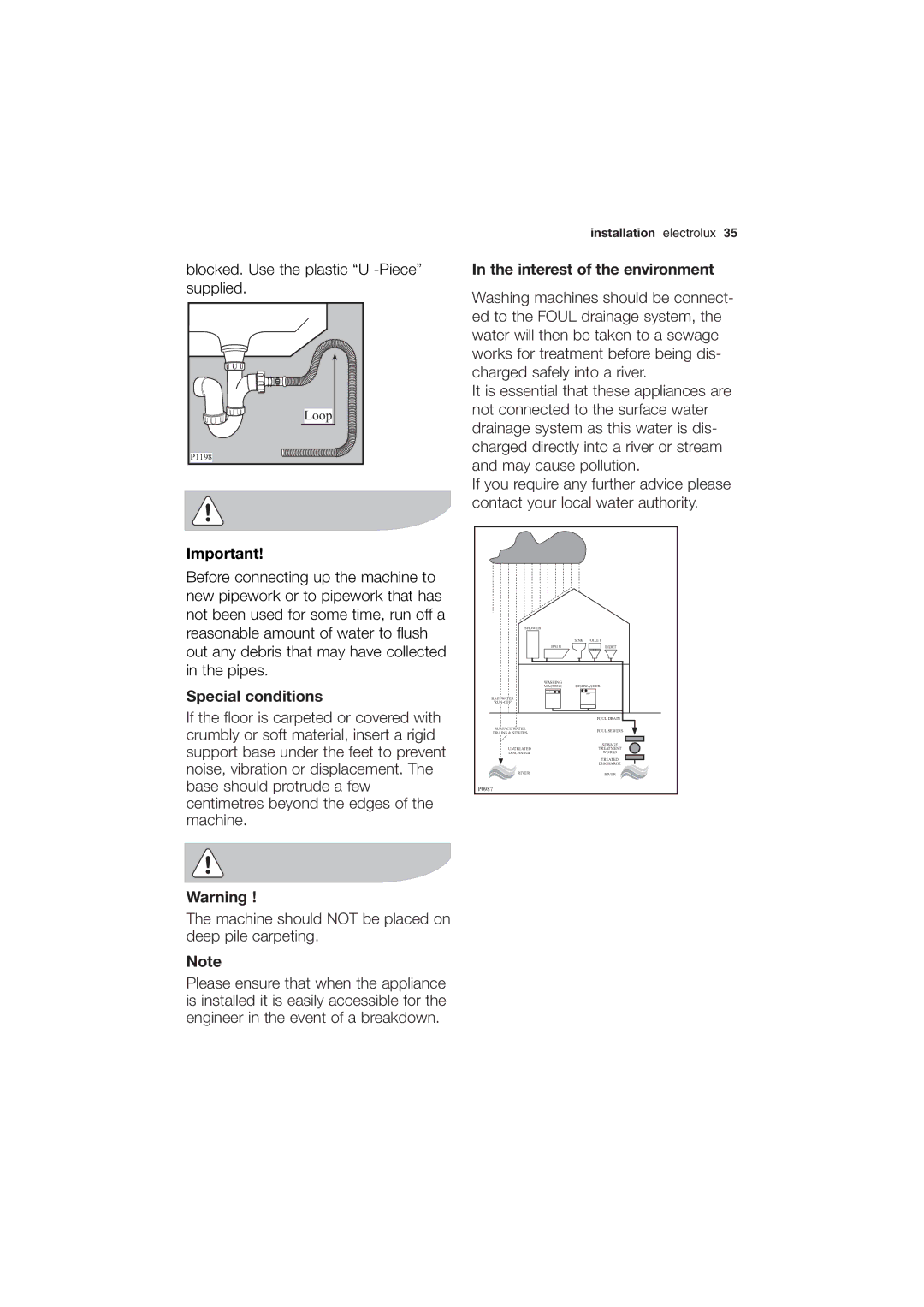 Electrolux EWG 14750 W user manual Special conditions, Interest of the environment 