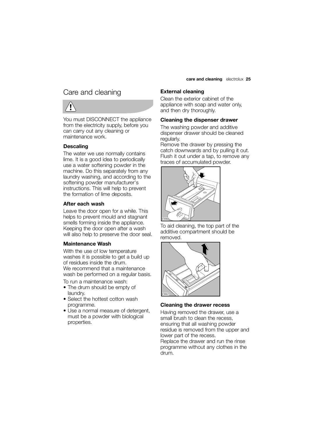 Electrolux EWG12740-W user manual Care and cleaning 