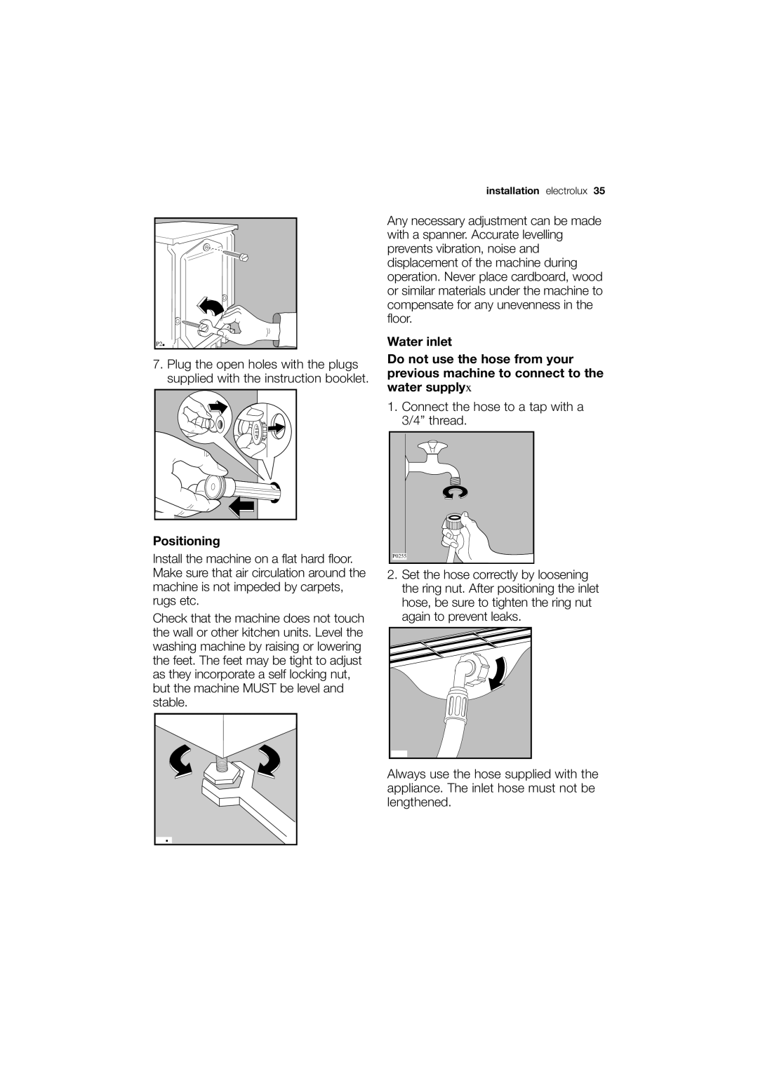 Electrolux EWG12740-W user manual Connect the hose to a tap with a 3/4 thread 