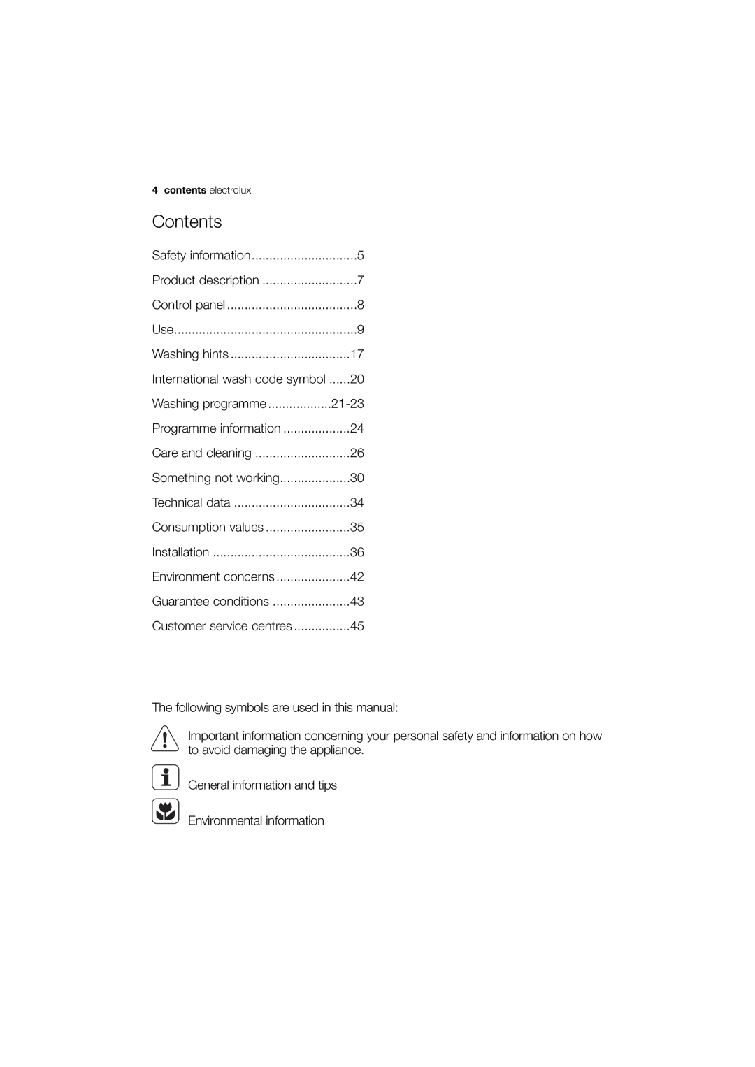 Electrolux EWN 13570 W user manual Contents 