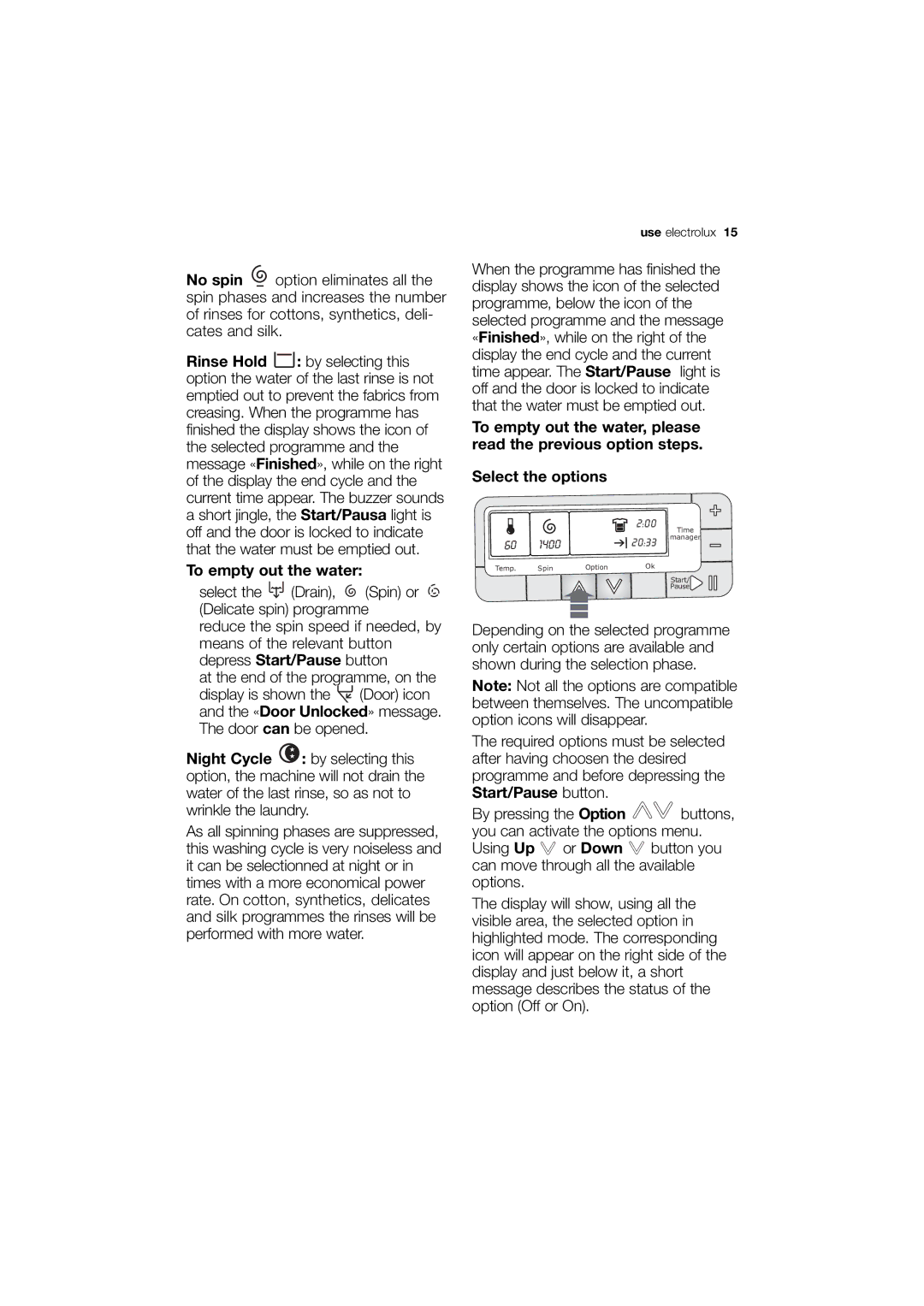 Electrolux EWN 14991 S, EWN 14991 W user manual To empty out the water 