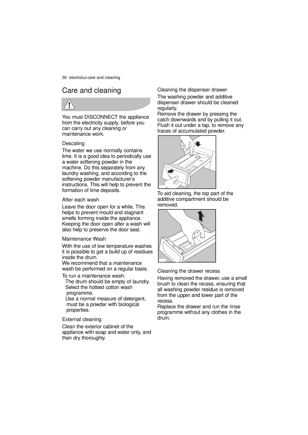 Electrolux EWN 14991 W, EWN 14991 S user manual Care and cleaning 