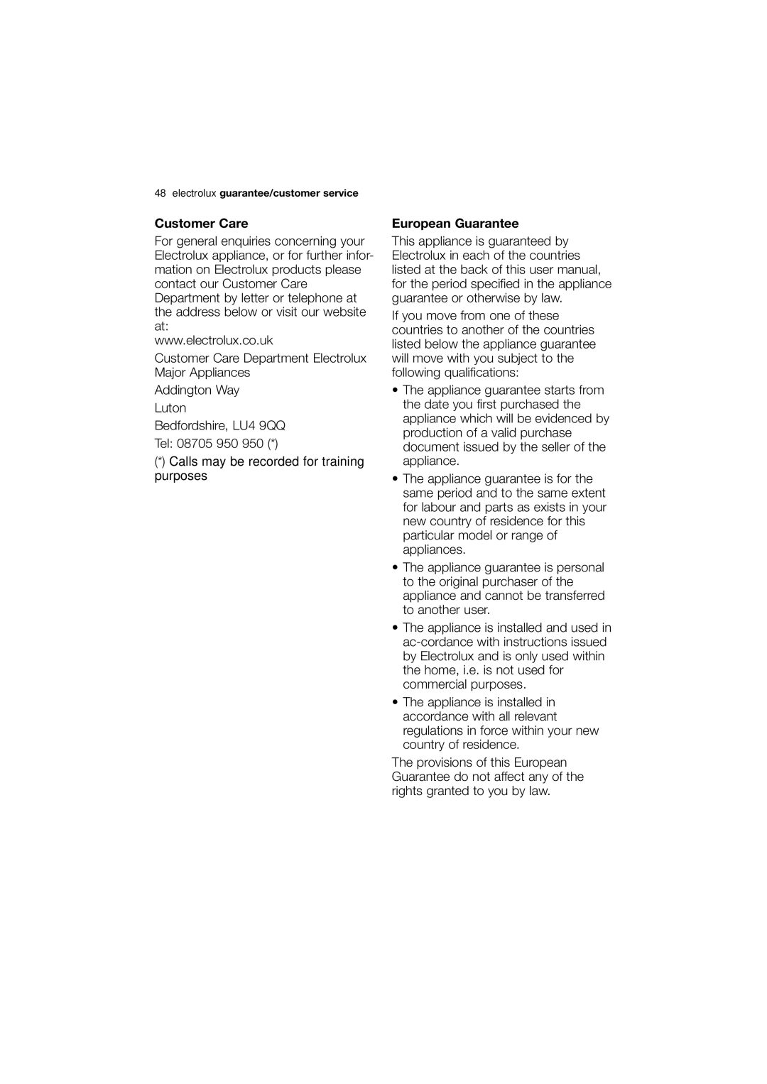 Electrolux EWN 14991 W, EWN 14991 S user manual Customer Care, European Guarantee 