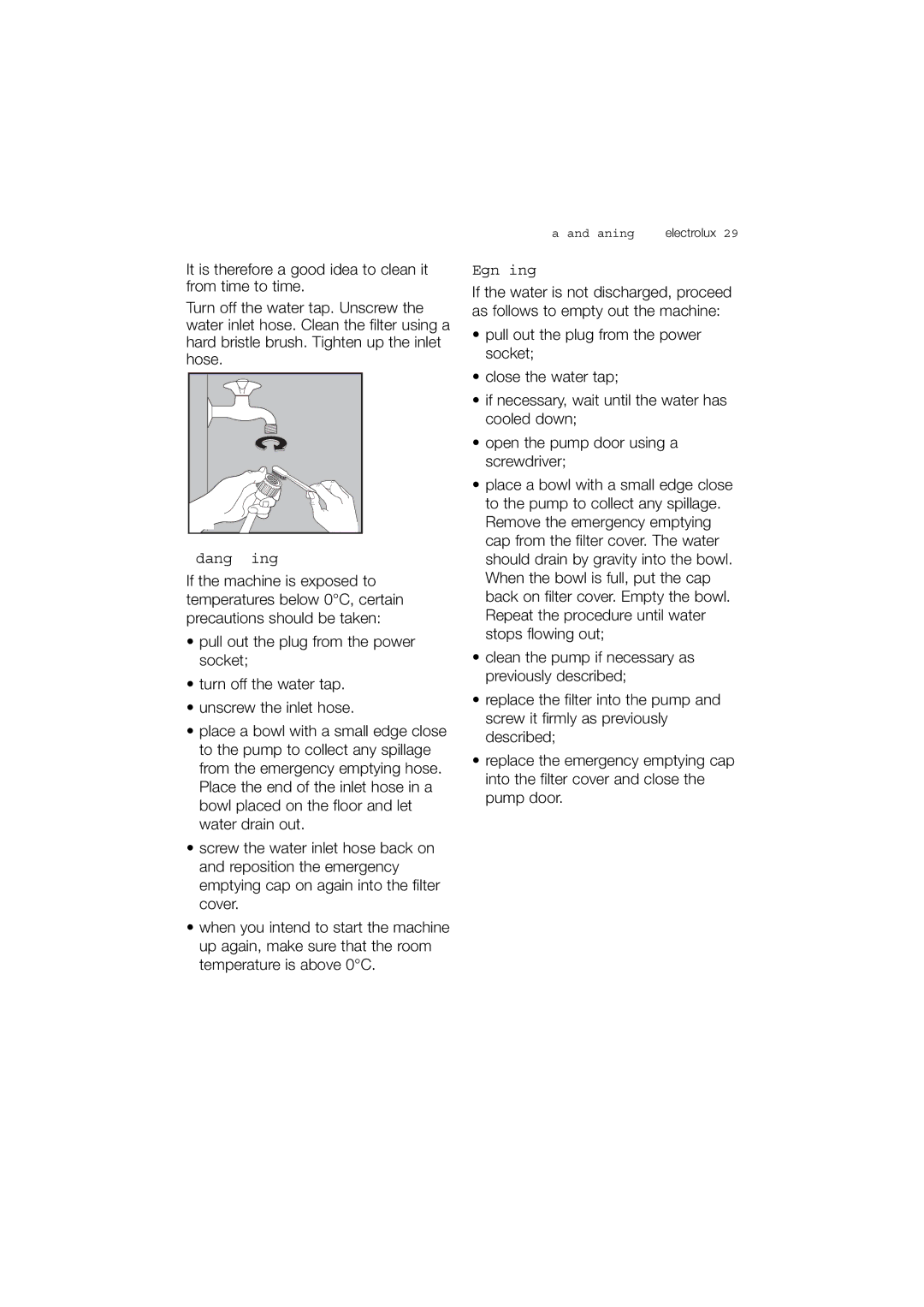 Electrolux EWN 16781 W user manual Emergency emptying out 