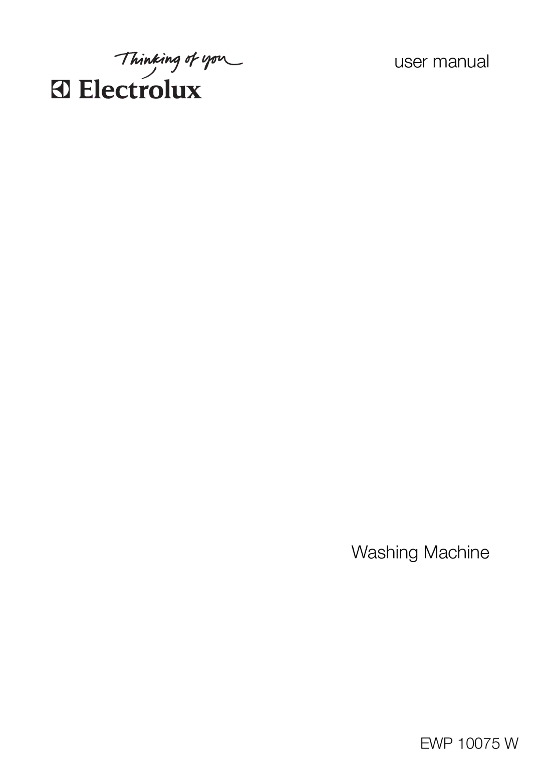 Electrolux EWP 10075 W user manual Washing Machine 