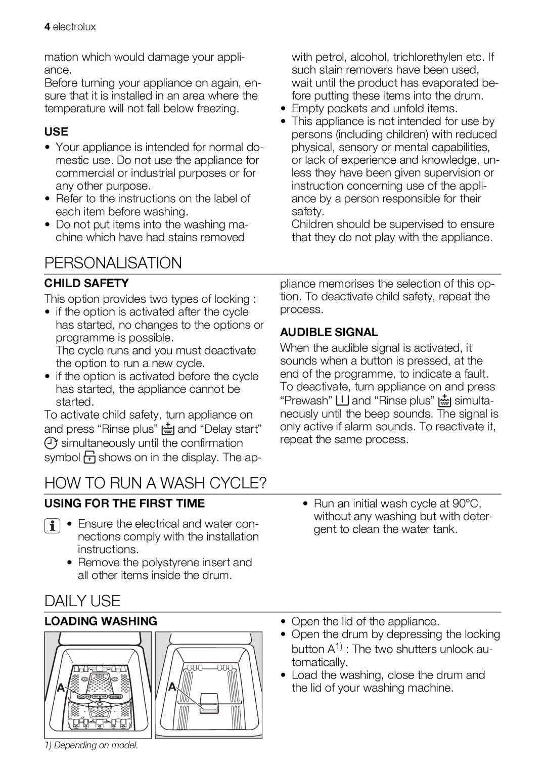 Electrolux EWT 106411 W user manual Personalisation, HOW to RUN a Wash CYCLE?, Daily USE 