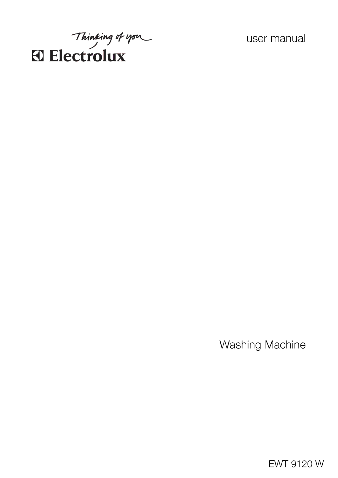 Electrolux EWT 9120 W user manual Washing Machine 