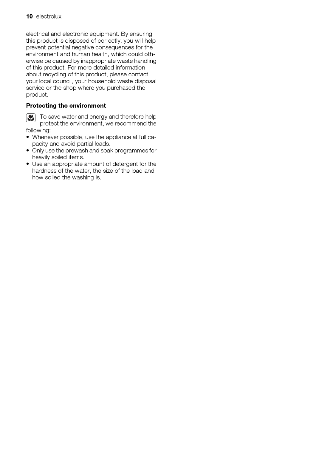 Electrolux EWT 9120 W user manual Protecting the environment 