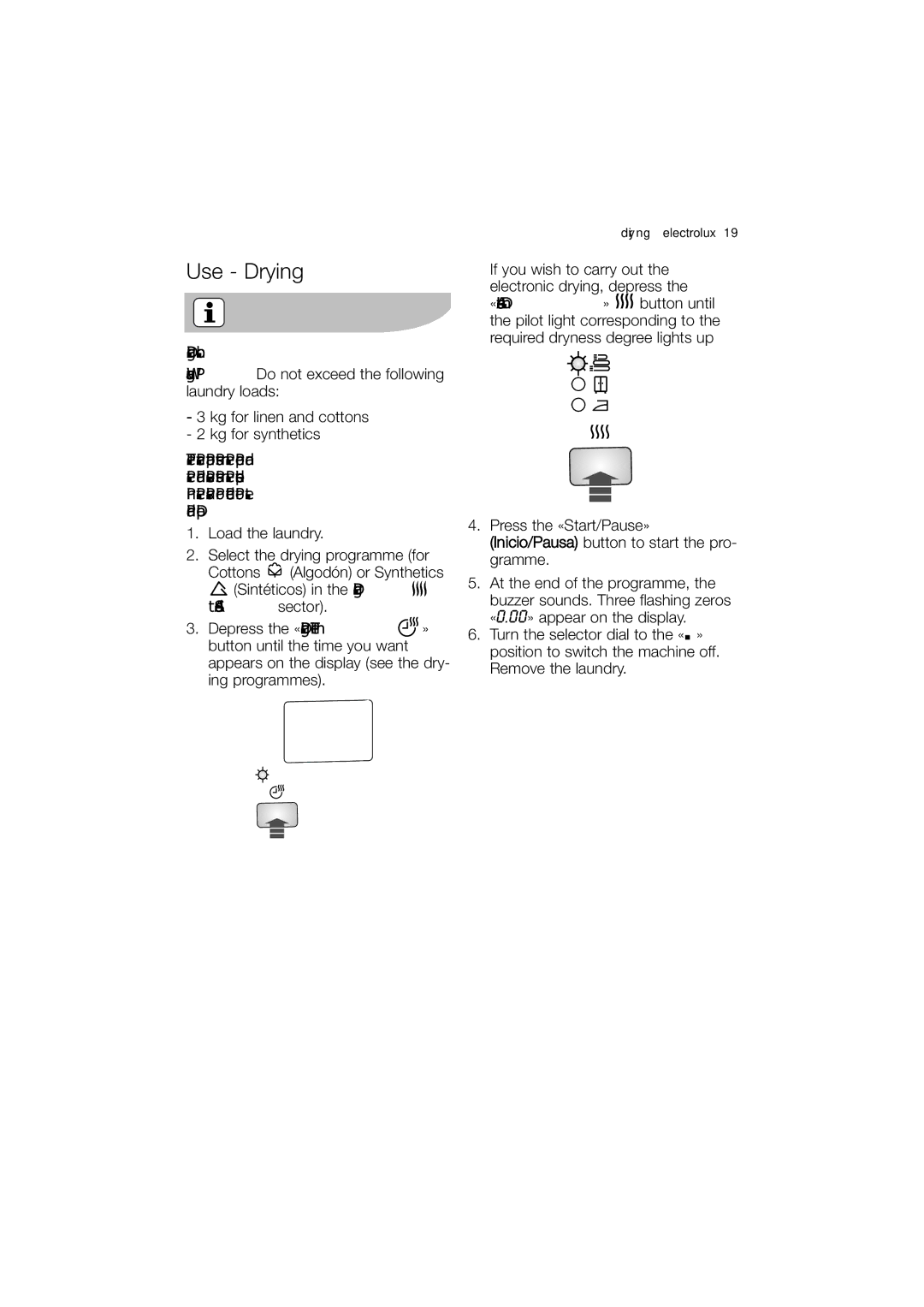 Electrolux EWW 12480 W user manual Use Drying, Drying only 