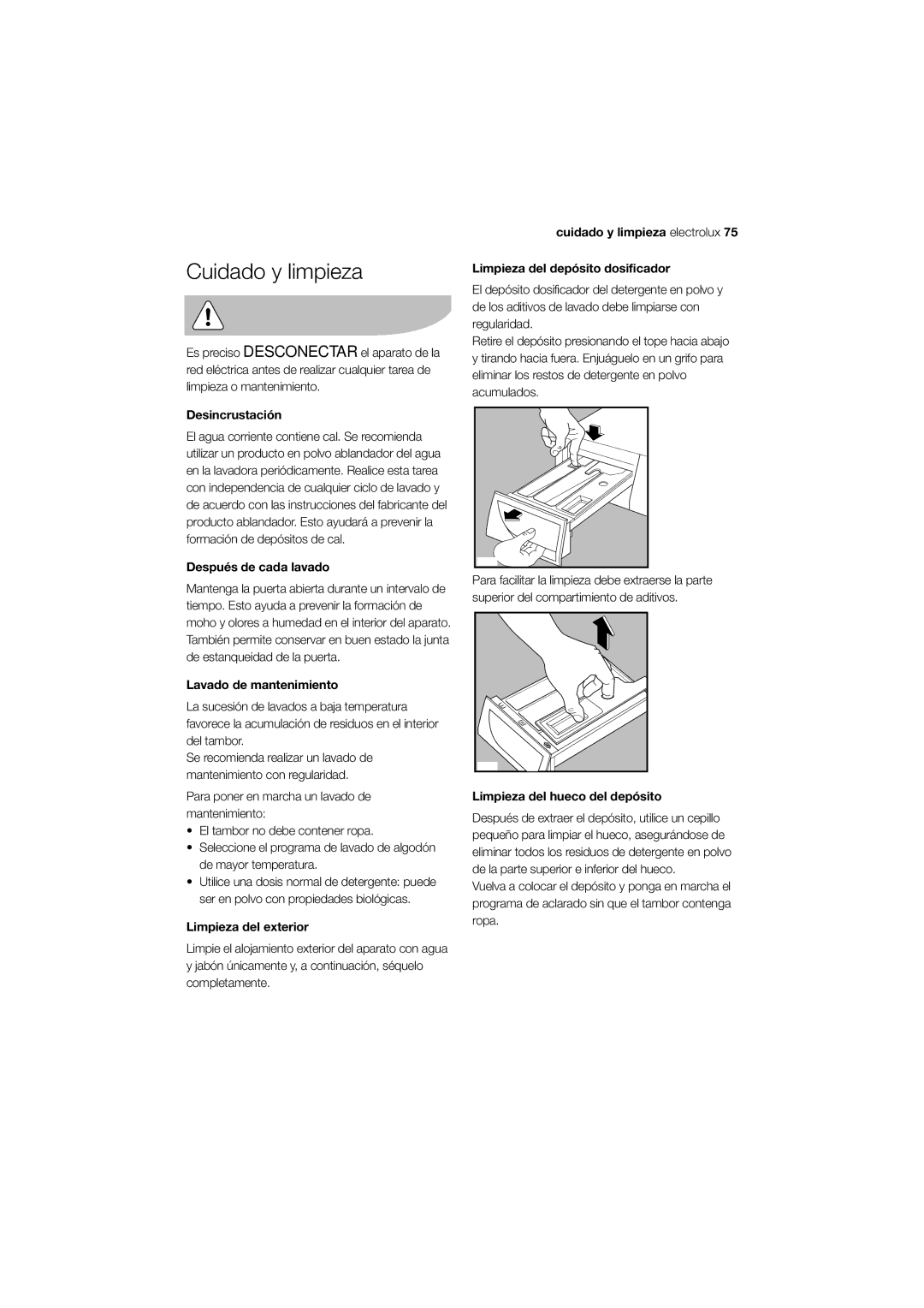 Electrolux EWW 12480 W user manual Cuidado y limpieza 