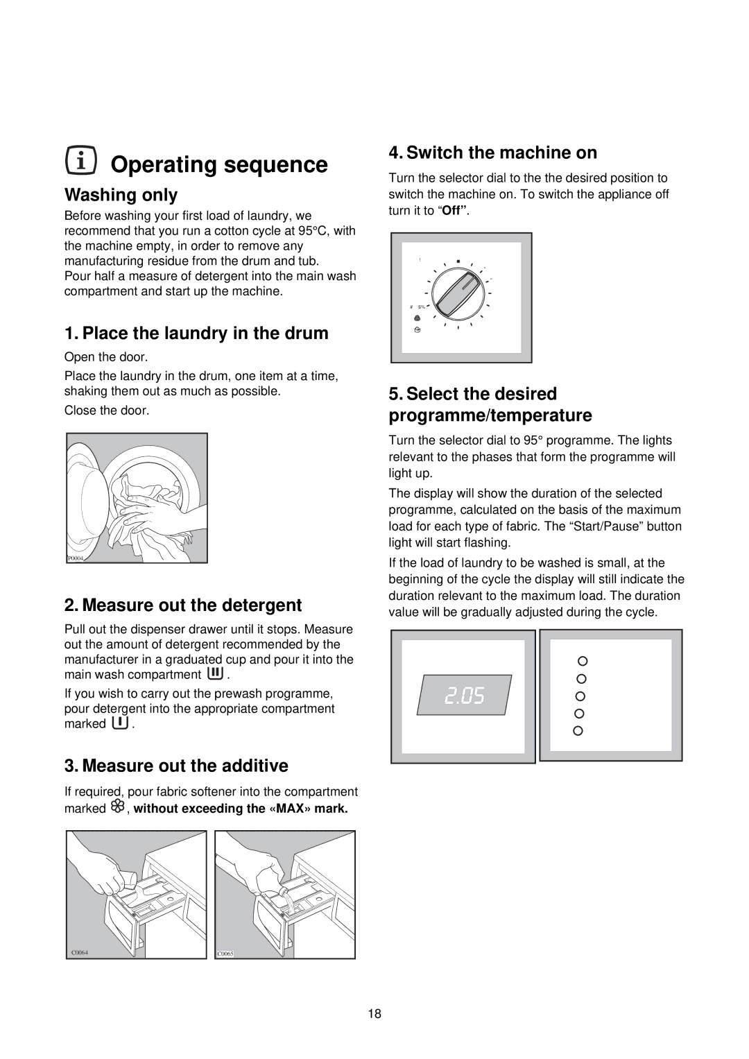 Electrolux EWW 1292 manual Operating sequence 