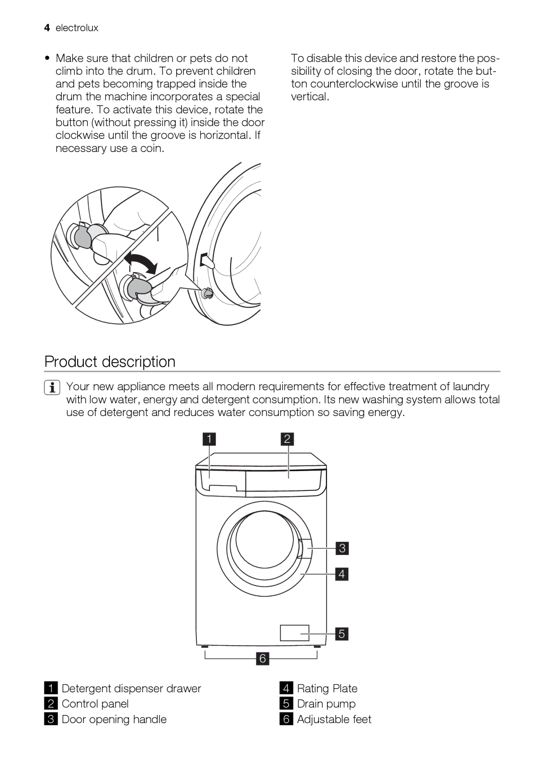 Electrolux EWW 14791 W user manual Product description 