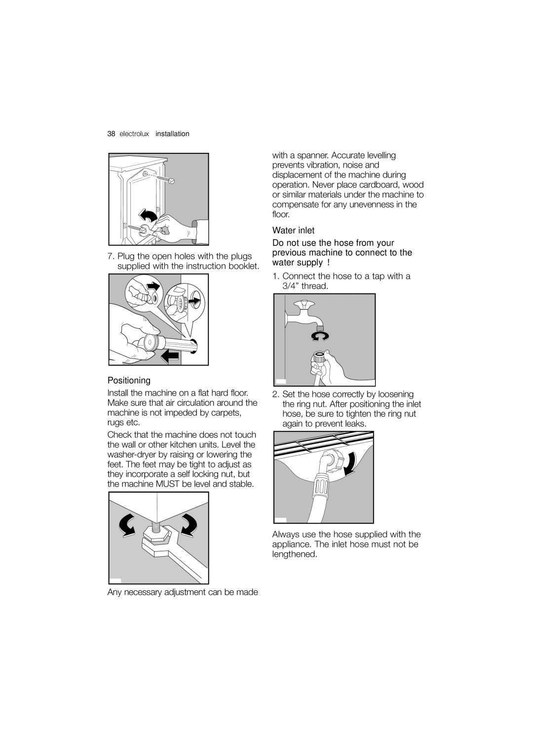 Electrolux EWX 14440 W user manual Connect the hose to a tap with a 3/4 thread 