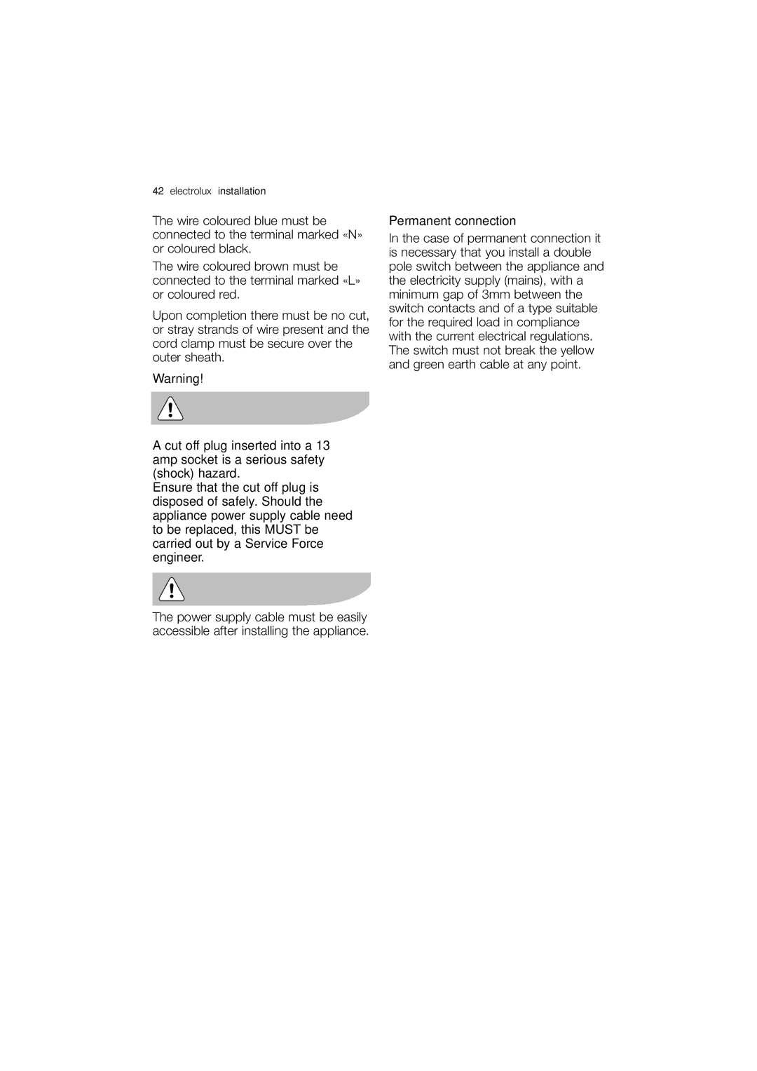 Electrolux EWX 14440 W user manual Electrolux installation 