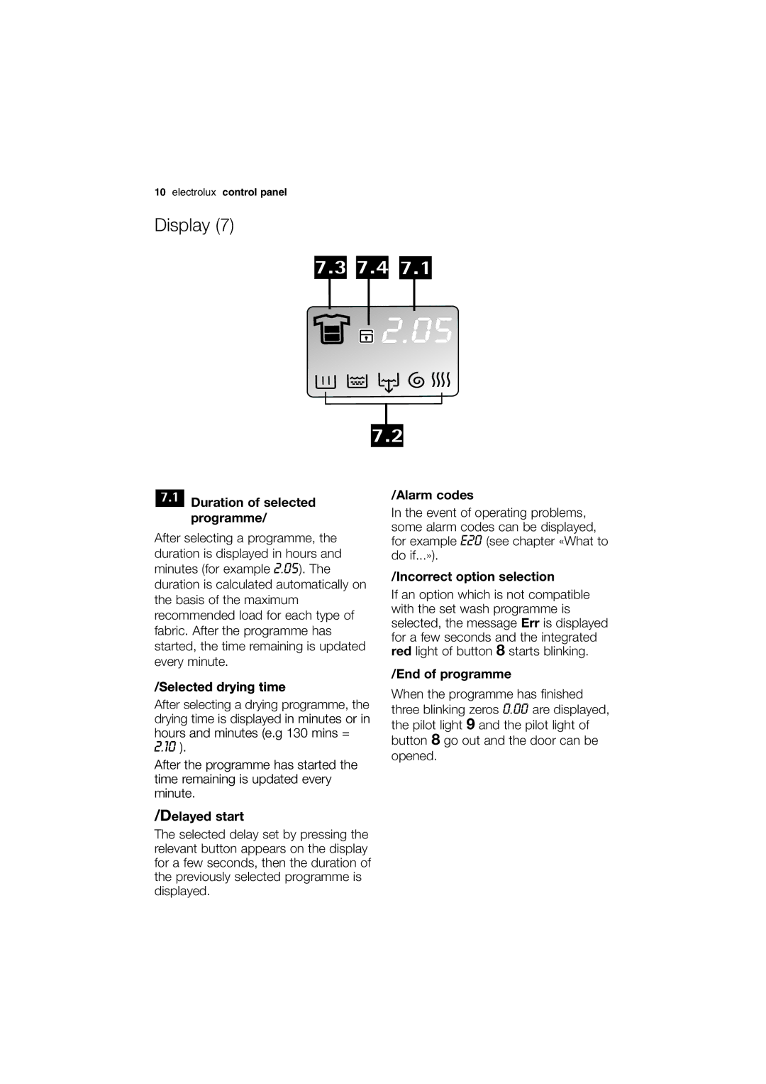 Electrolux EWX 14450 W user manual Display 