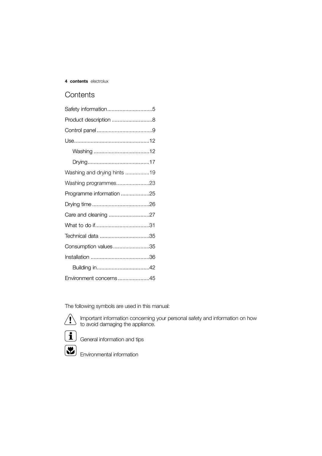 Electrolux EWX 14450 W user manual Contents 